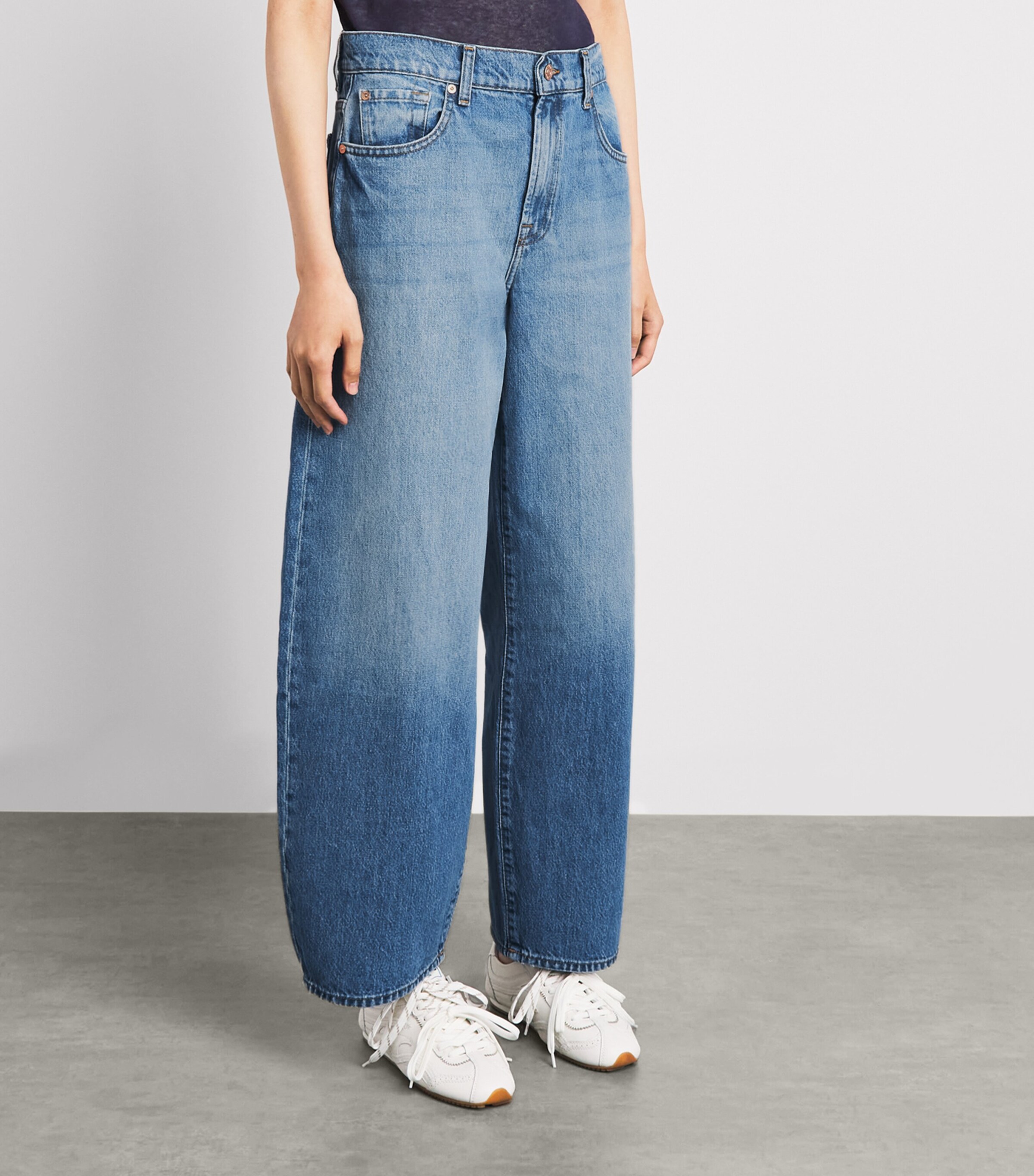 7 For All Mankind Womens Bonnie Curvilinear Barrel-Leg Jeans Skyfrost Image 4