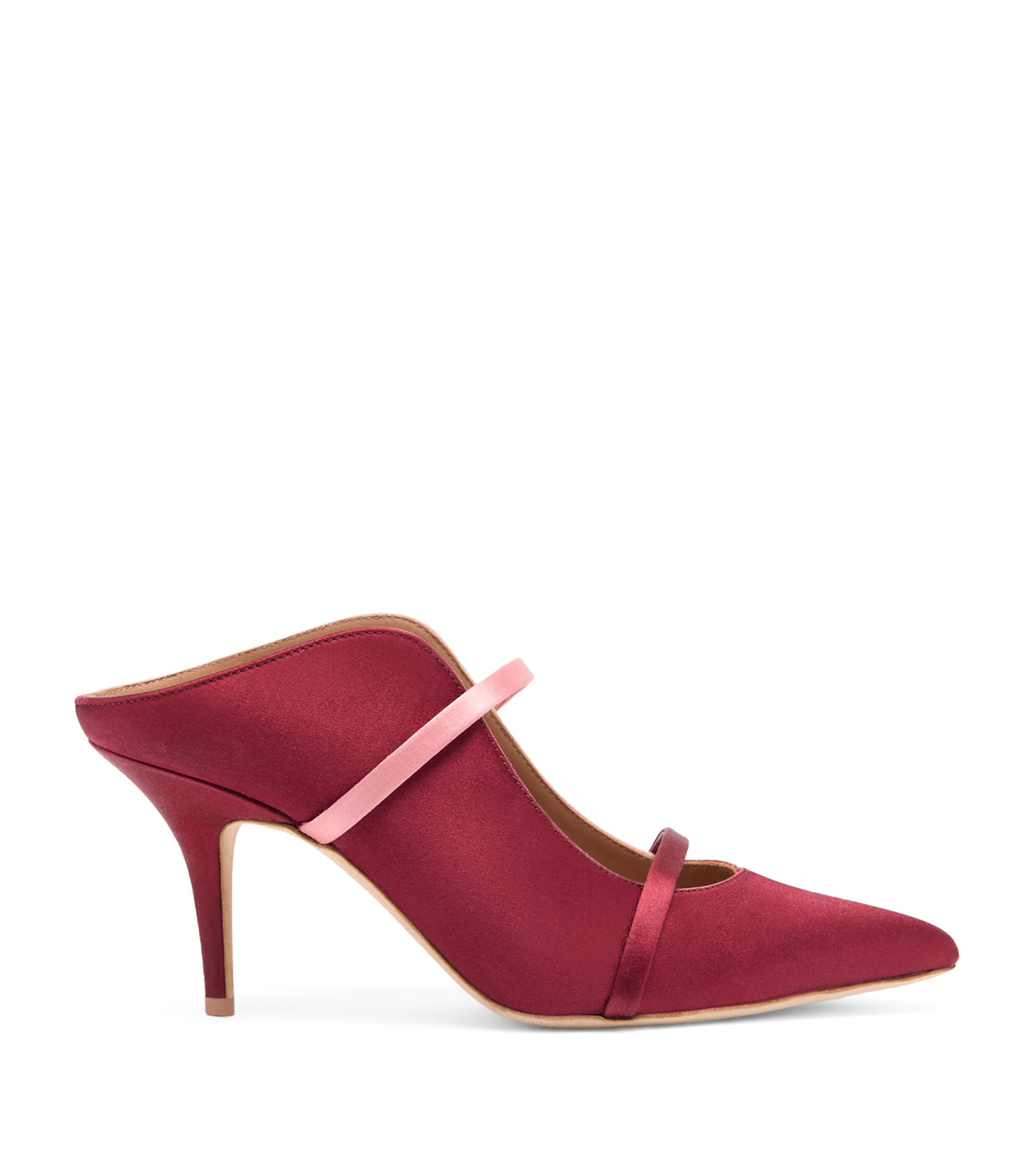 Malone Souliers Satin Maureen Heeled Mules 70 Burgundy Image 1