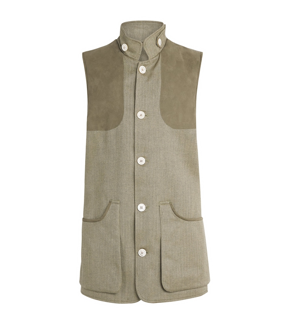 Purdey Mens Cotton-Blend Kalahari Gilet Sge Image 1
