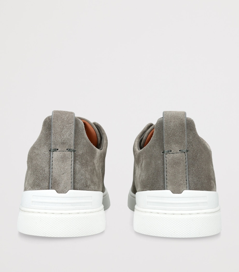 Zegna Suede Triple Stitch Sneakers Gunmetal Image 2