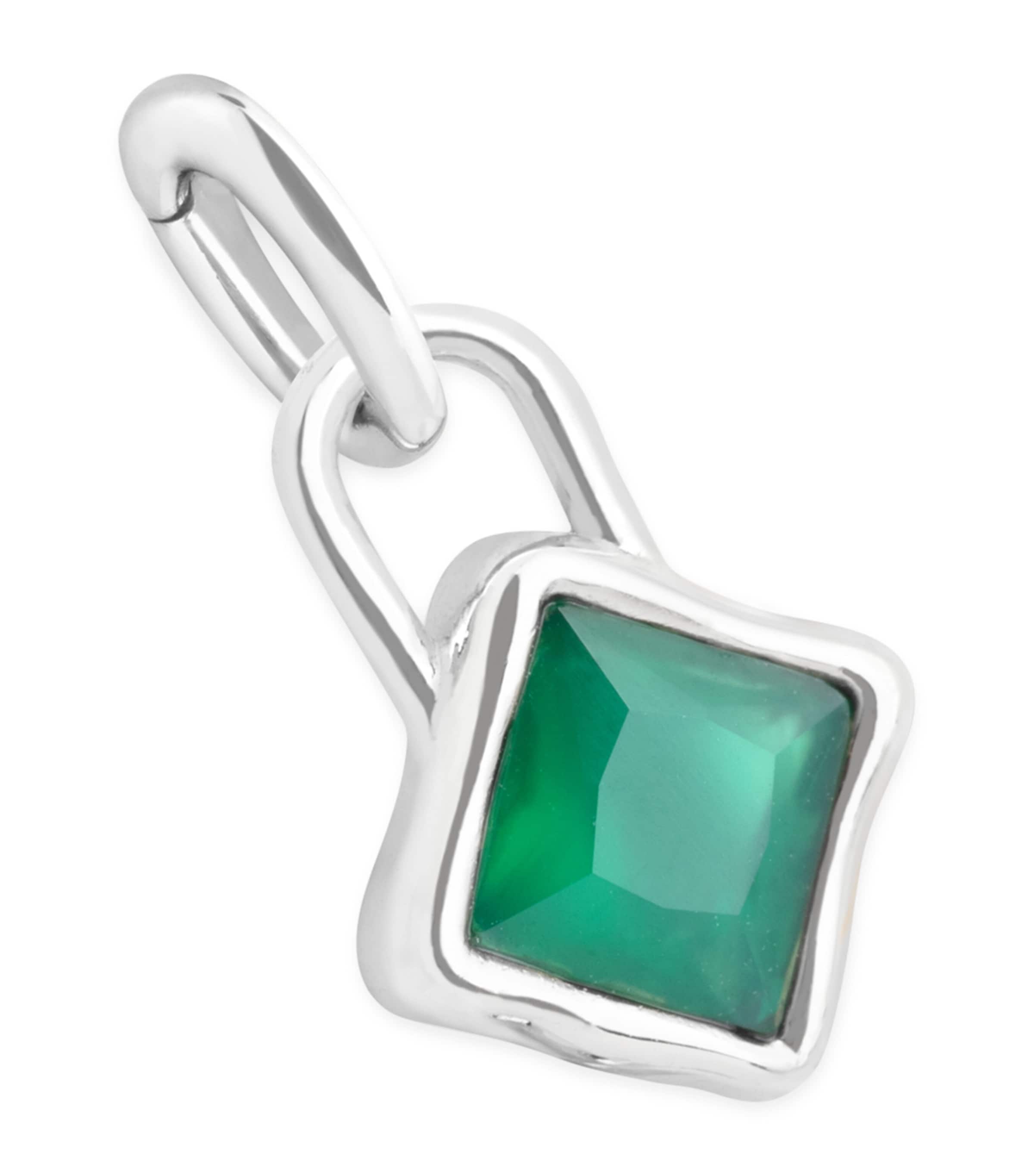 Astrid & Miyu Womens May Birthstone Rhodium-plated Sterling-silver And Agate Charm Rhodiumplatedsilver In Metallic