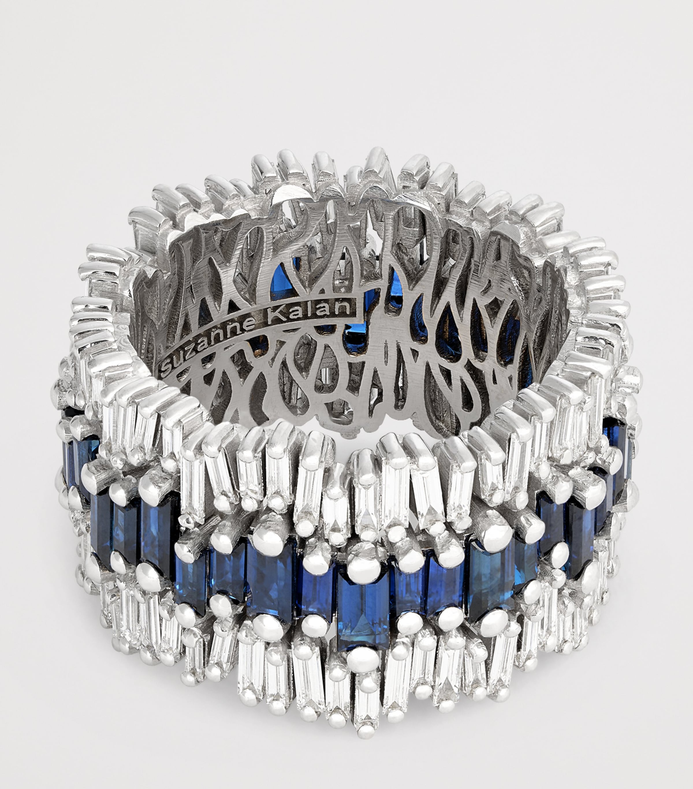 White Gold, Diamond and Sapphire One Of A Kind Ring (Size 6.75) 18K WG/DB Image 4