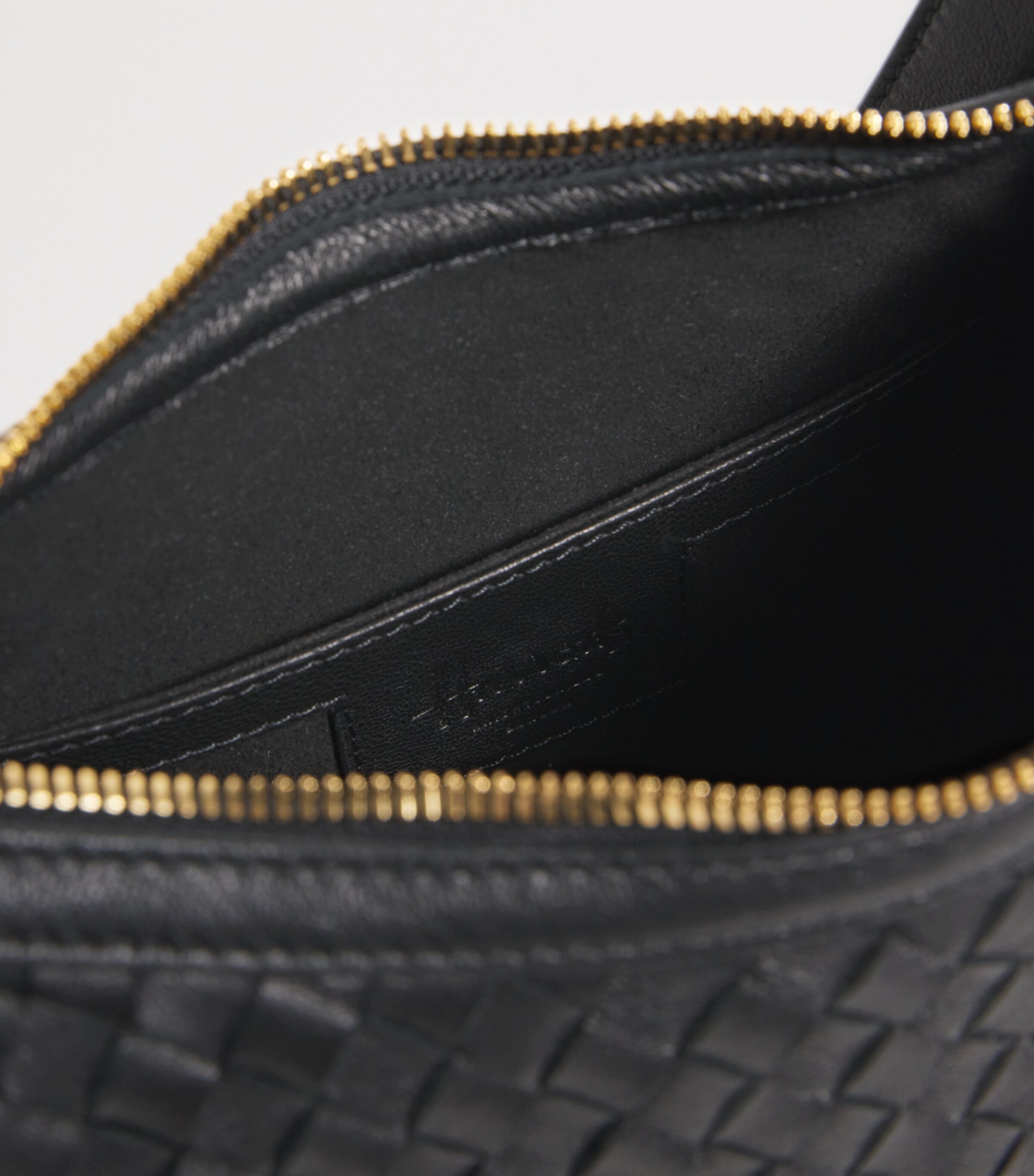 Harrods Small Leather Woven Crescent Shoulder Bag Black Image 6