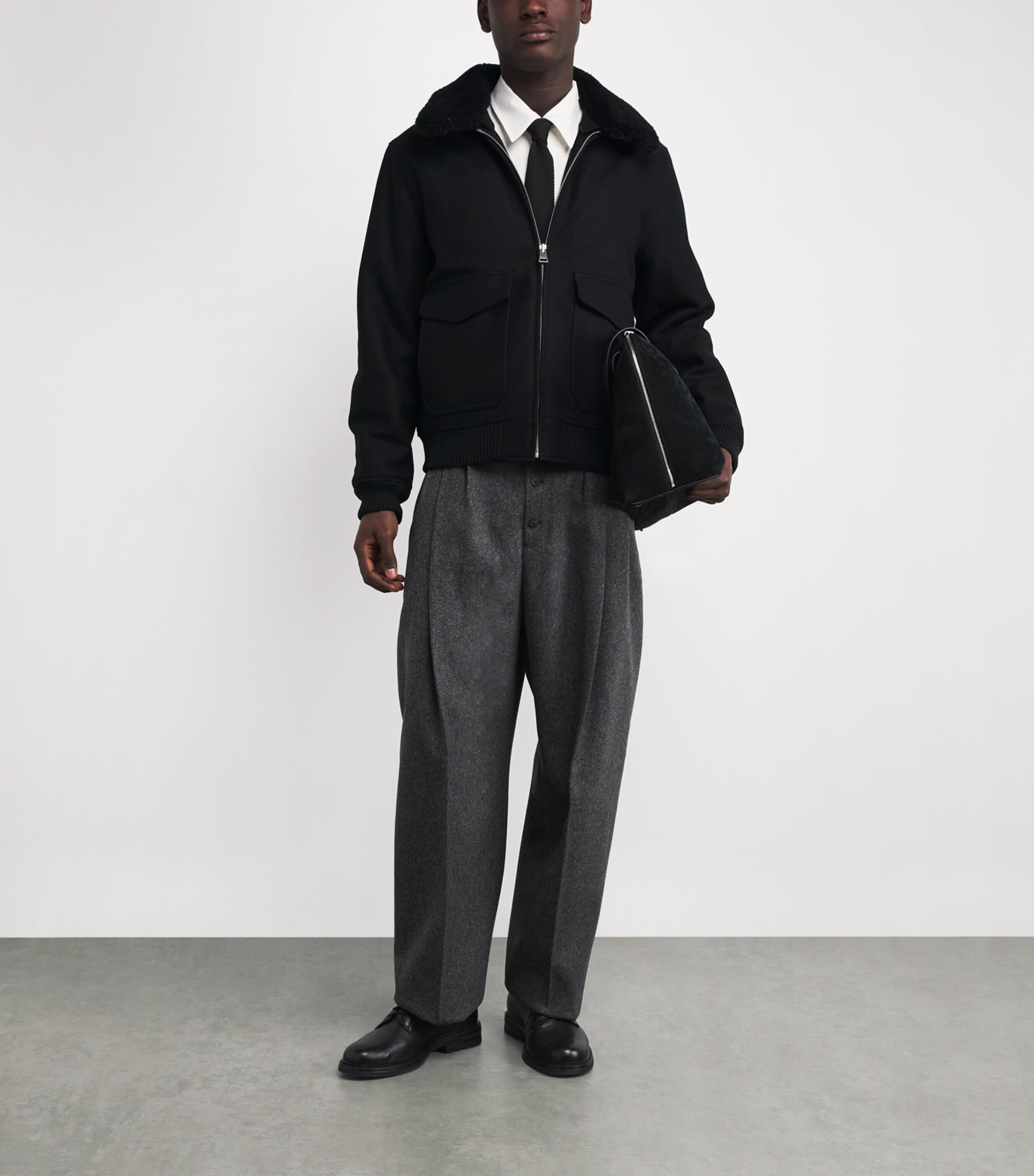 Wool-Blend Bomber Jacket BLACK Image 2