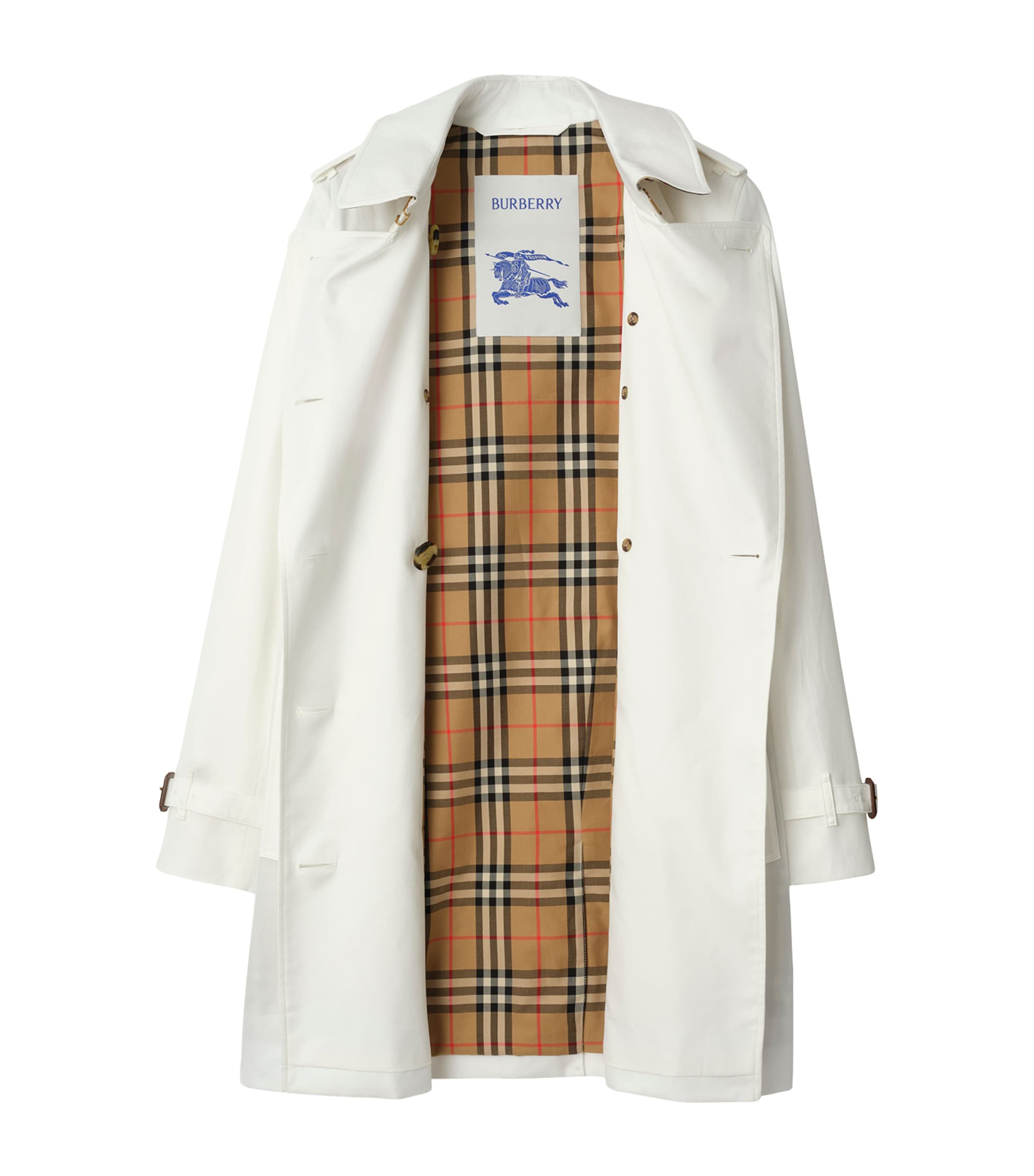 Burberry Womens Short Tropical Gabardine Kensington Trench Coat Cotton Image 3