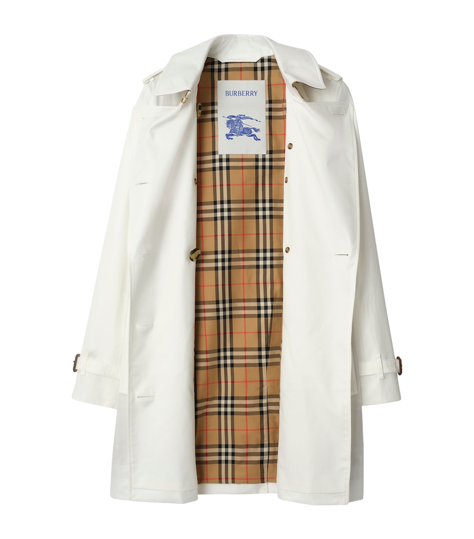 Burberry Womens Short Tropical Gabardine Kensington Trench Coat Cotton Image 3
