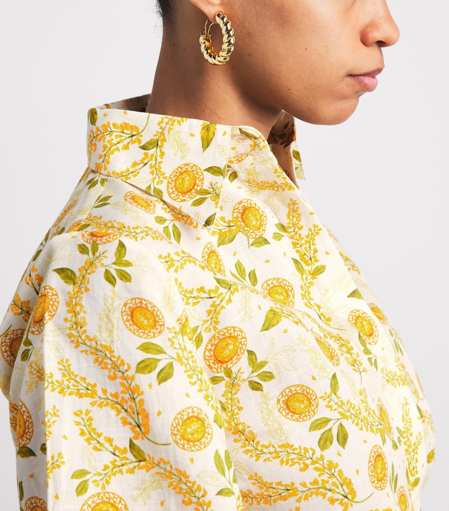 Verandah Womens Linen-Cotton Floral Shirt Ylw Sapphre & Wstria Image 3