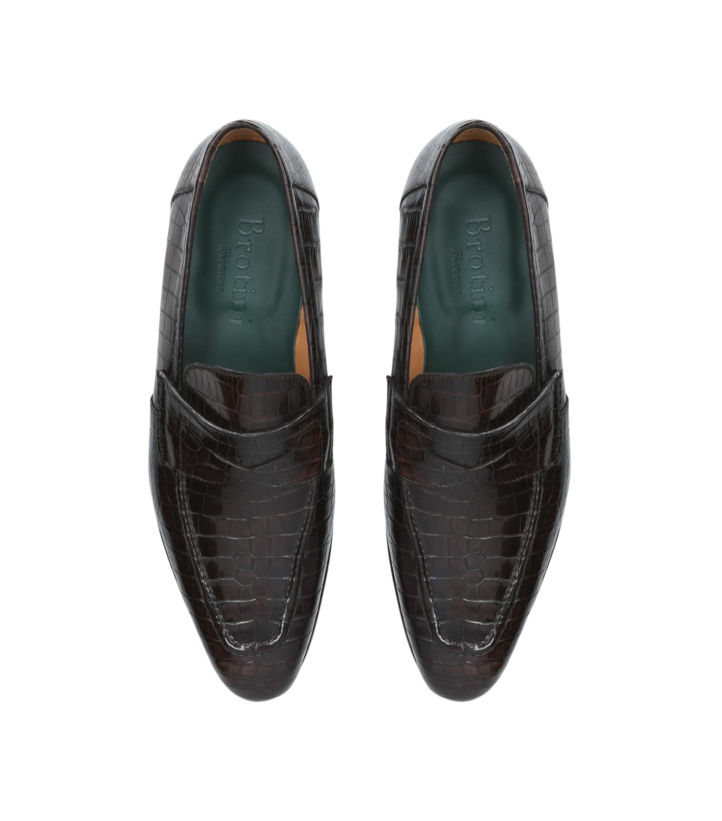 Brotini Crocodile Leather Penny Loafers Dark Brown Image 4