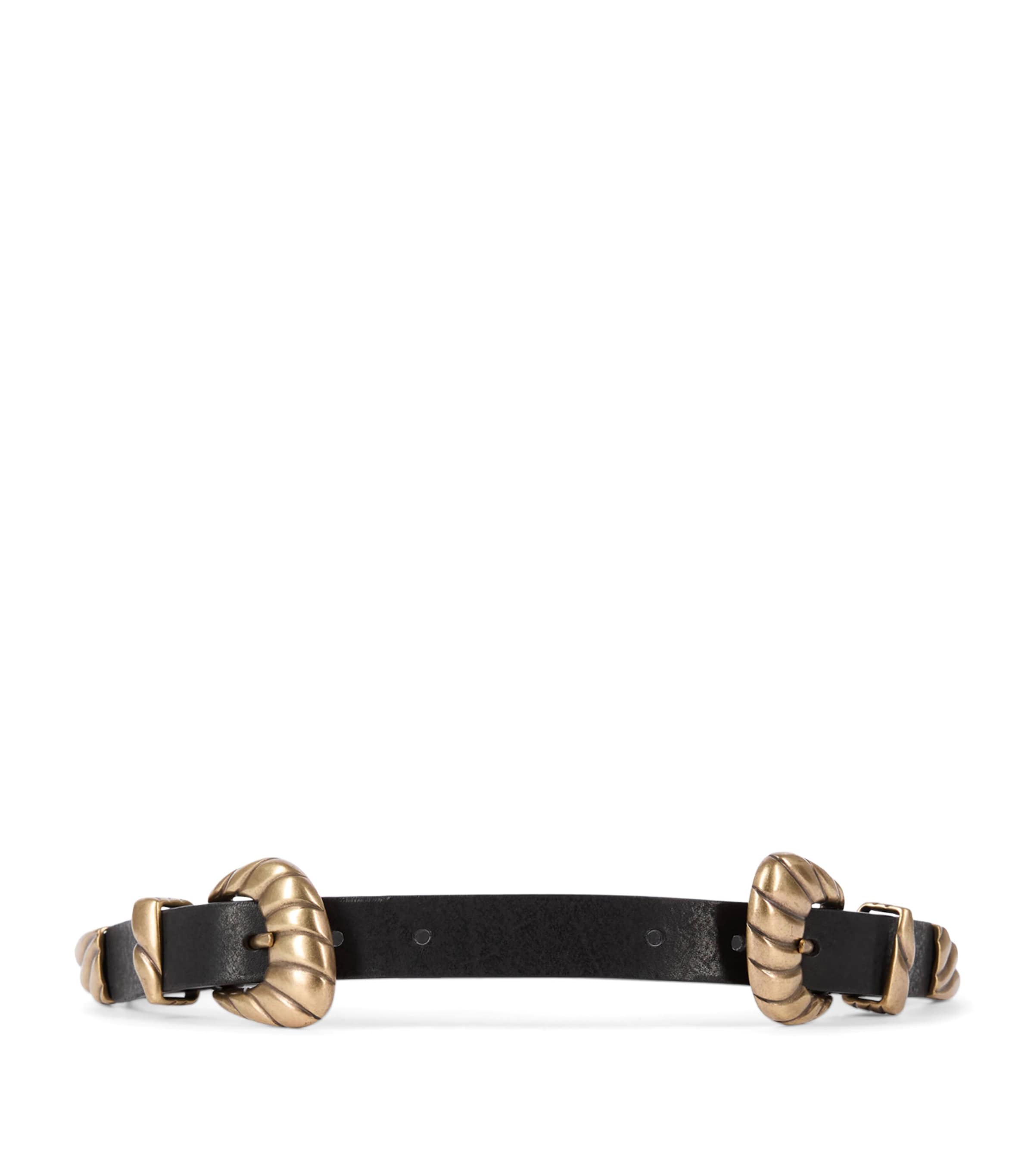 The Kooples Women's Engraved Double Buckle Belt In Black