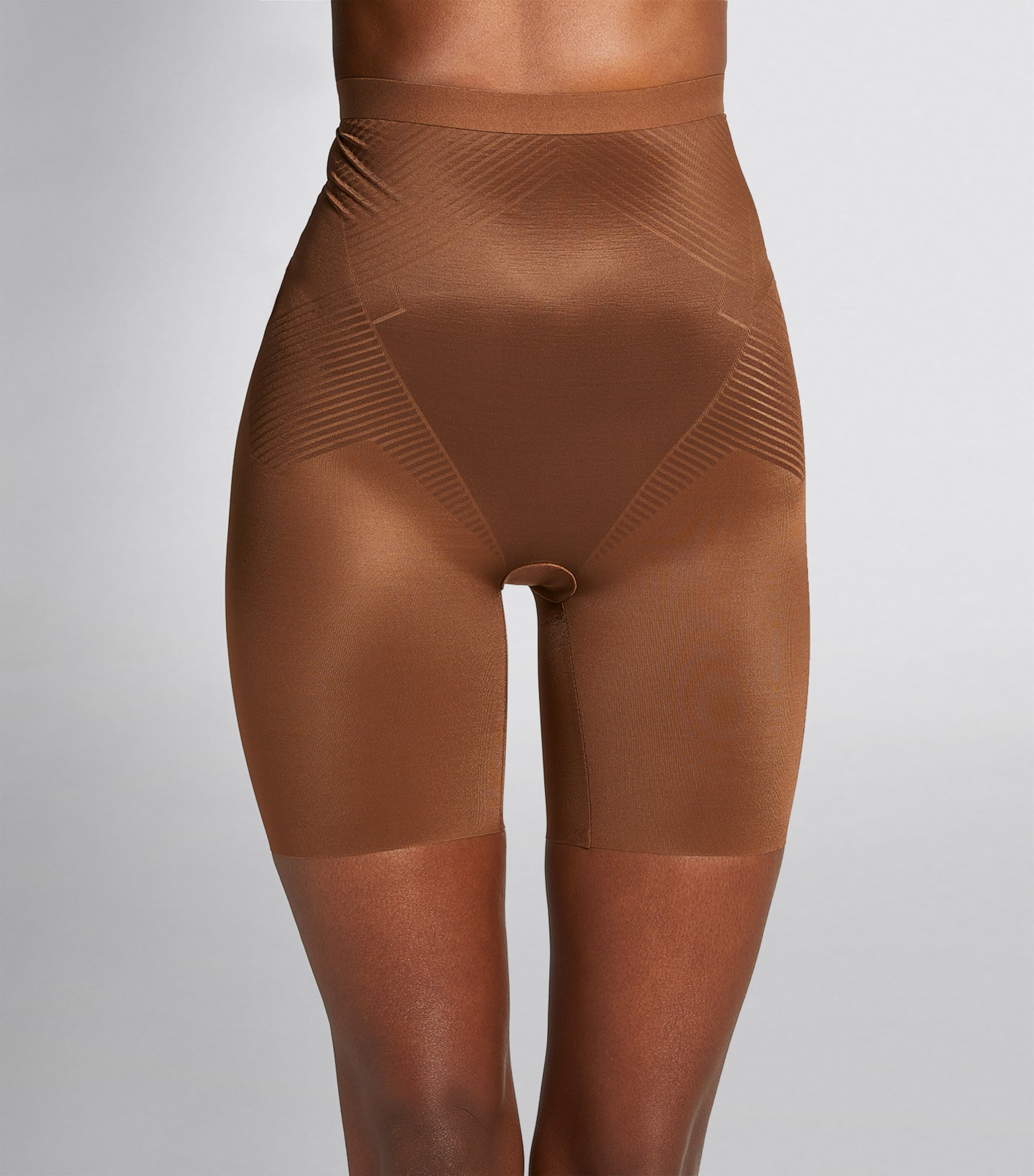 SPANXshape Invisible High-Waist Mid-Thigh Shorts - Medium Control CHESTNUT BROWN Image 3