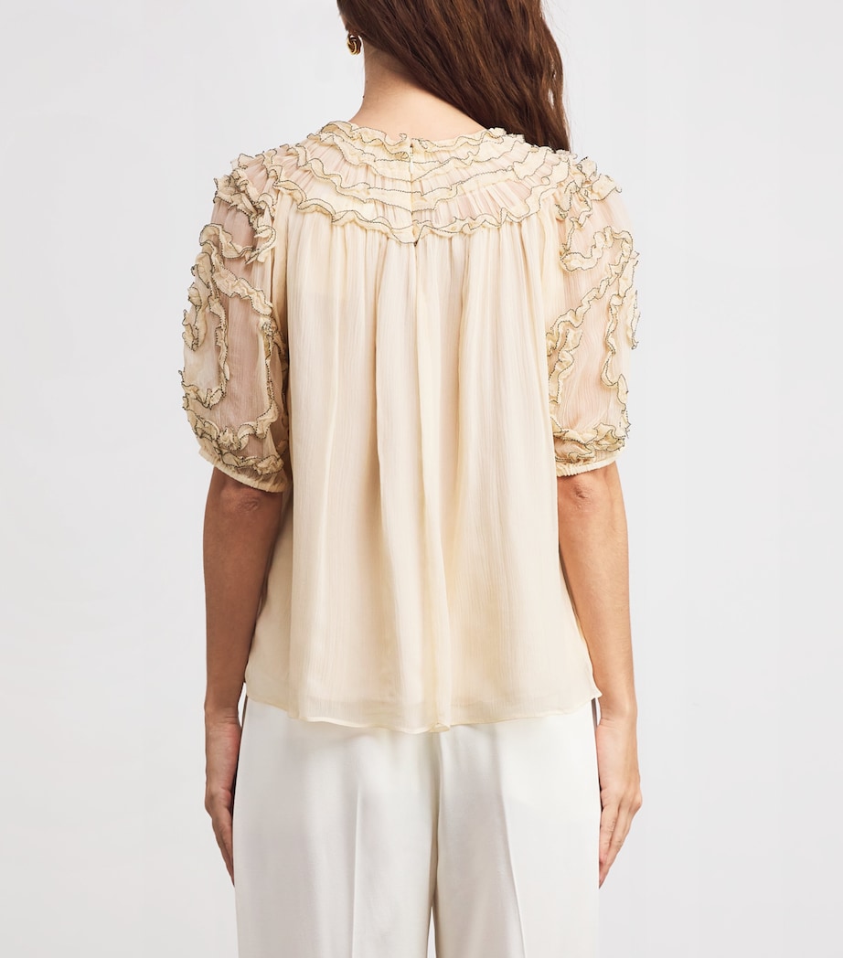 Silk Smocked Isola Blouse CHANTILLY Image 4