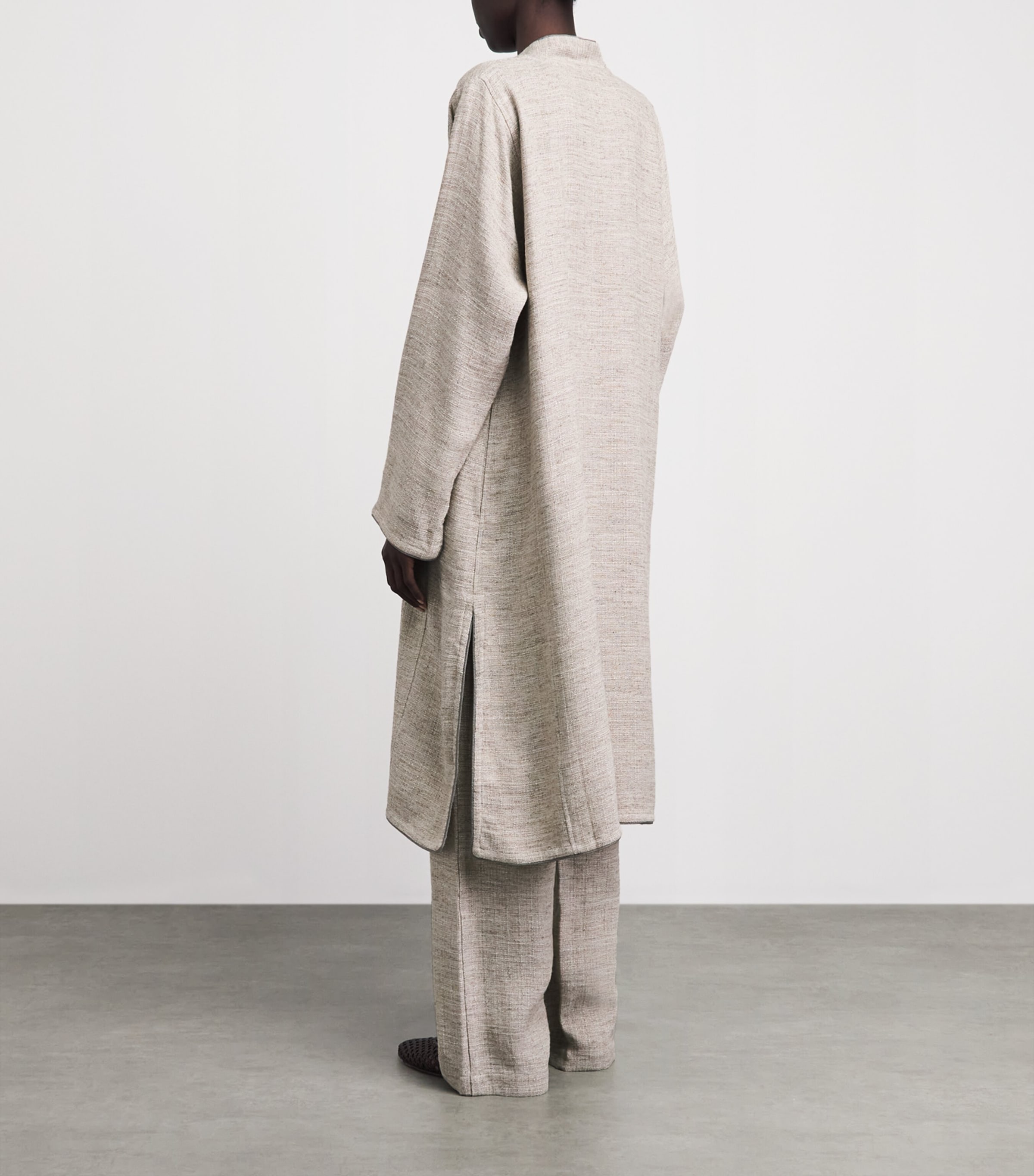 Eskandar Womens Linen-Blend Bakhtiari Cardigan Natural Image 5