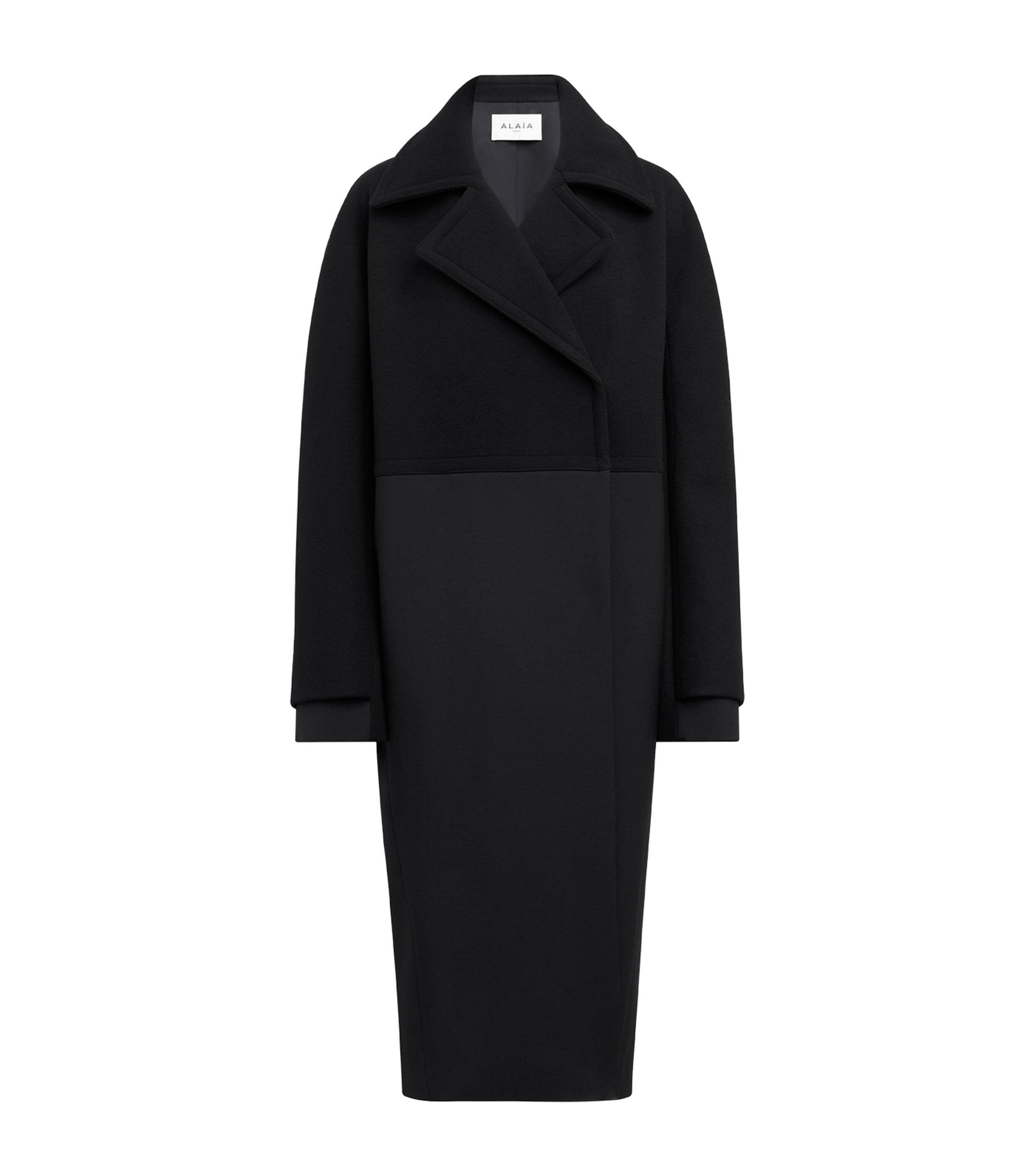 Alaïa Womens Noir Alaia Bi-colour Double-breasted Stretch-wool Coat