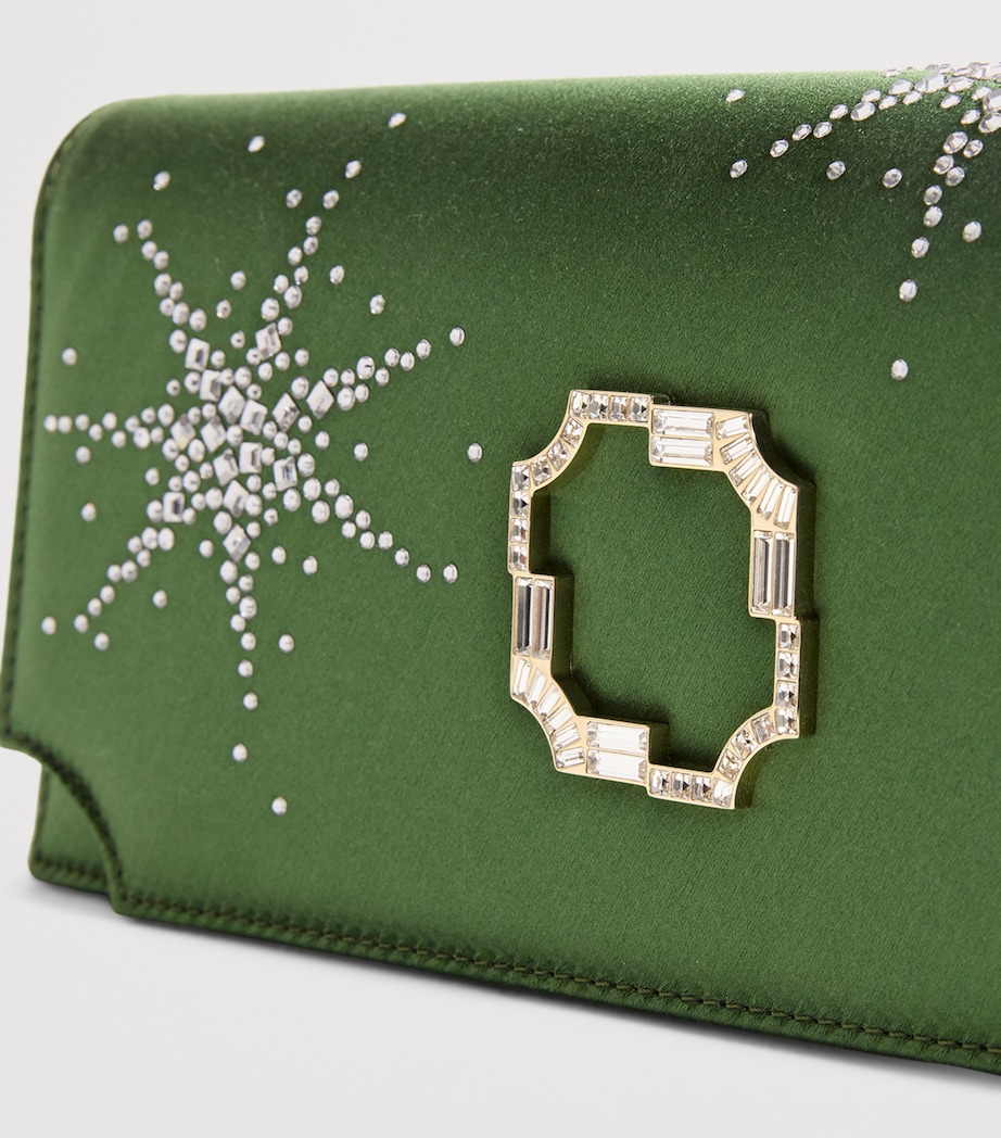 Satin Embellished Vivien Clutch Bag HARRODS GREEN Image 4