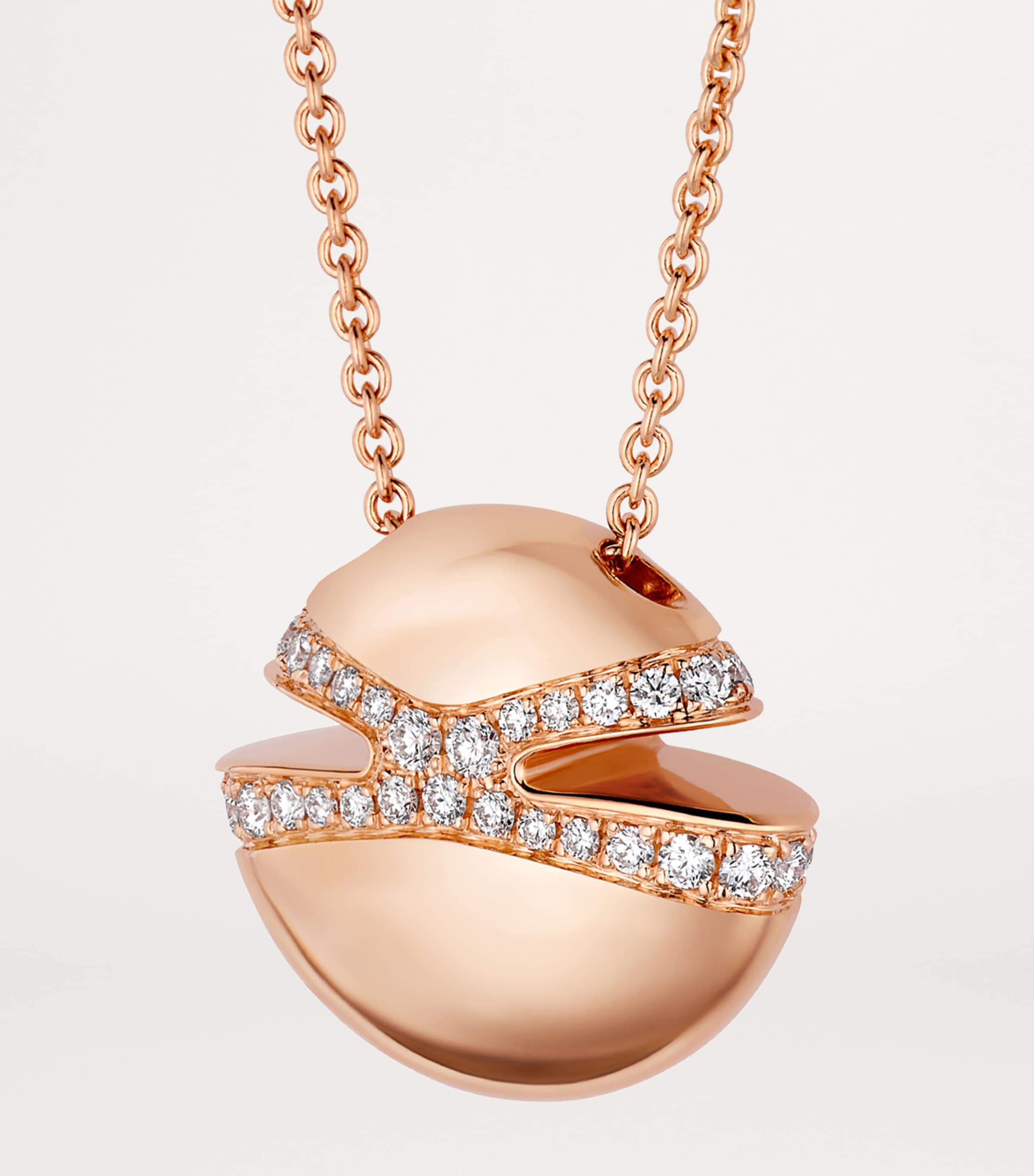 Rose Gold and Diamond Cabochon Necklace PINK GOLD Image 2