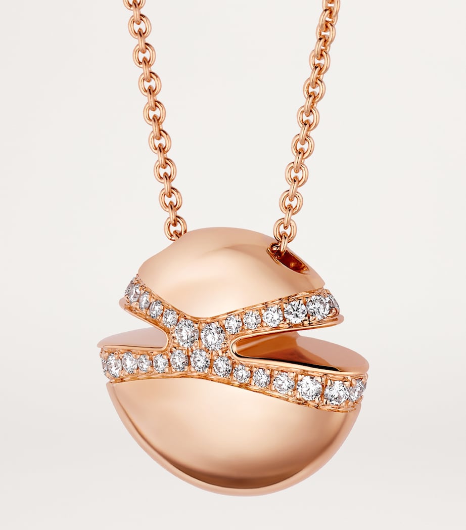 Rose Gold and Diamond Cabochon Necklace PINK GOLD Image 2