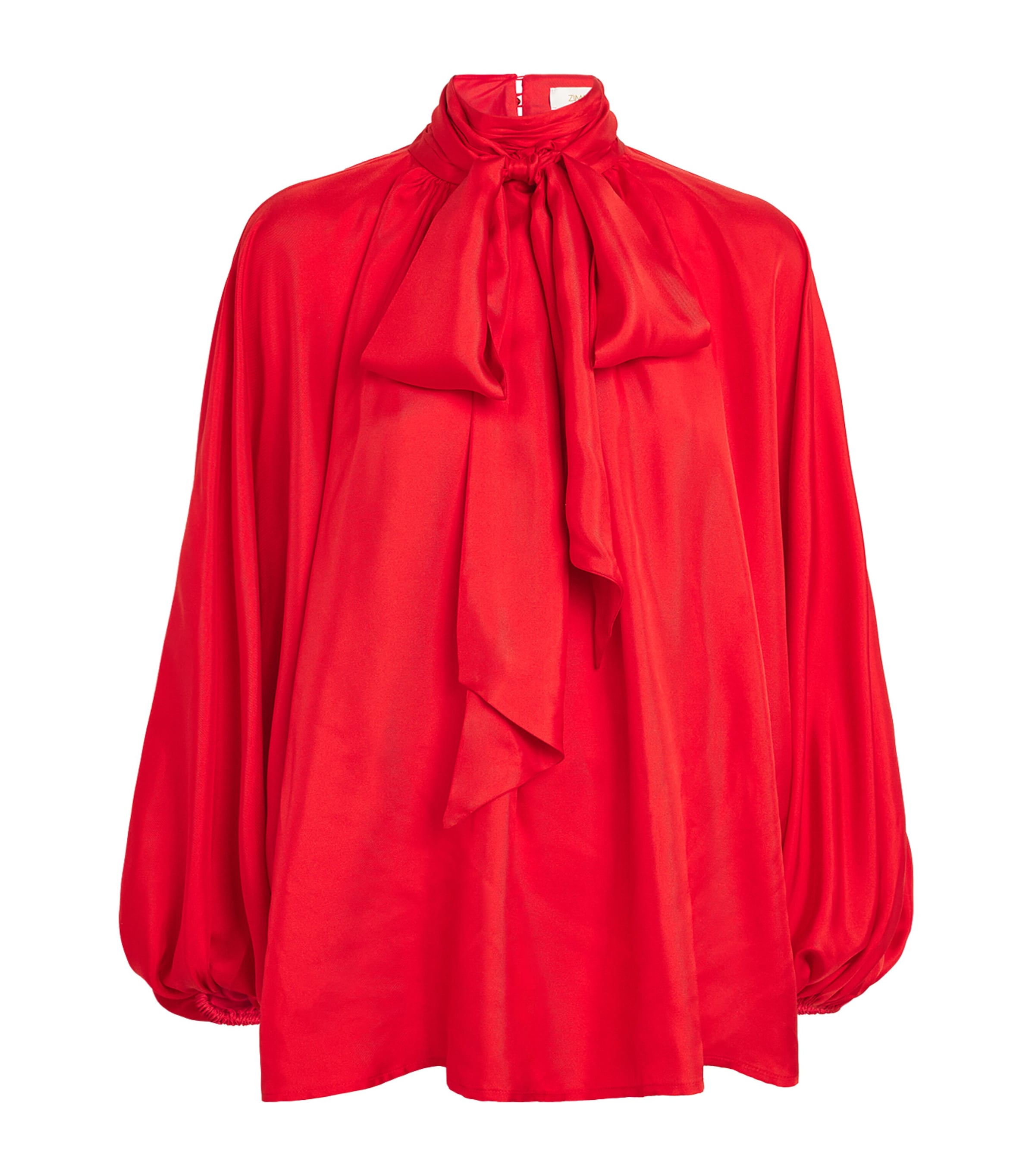 Shop Zimmermann Silk Crush Pussybow Blouse In Red