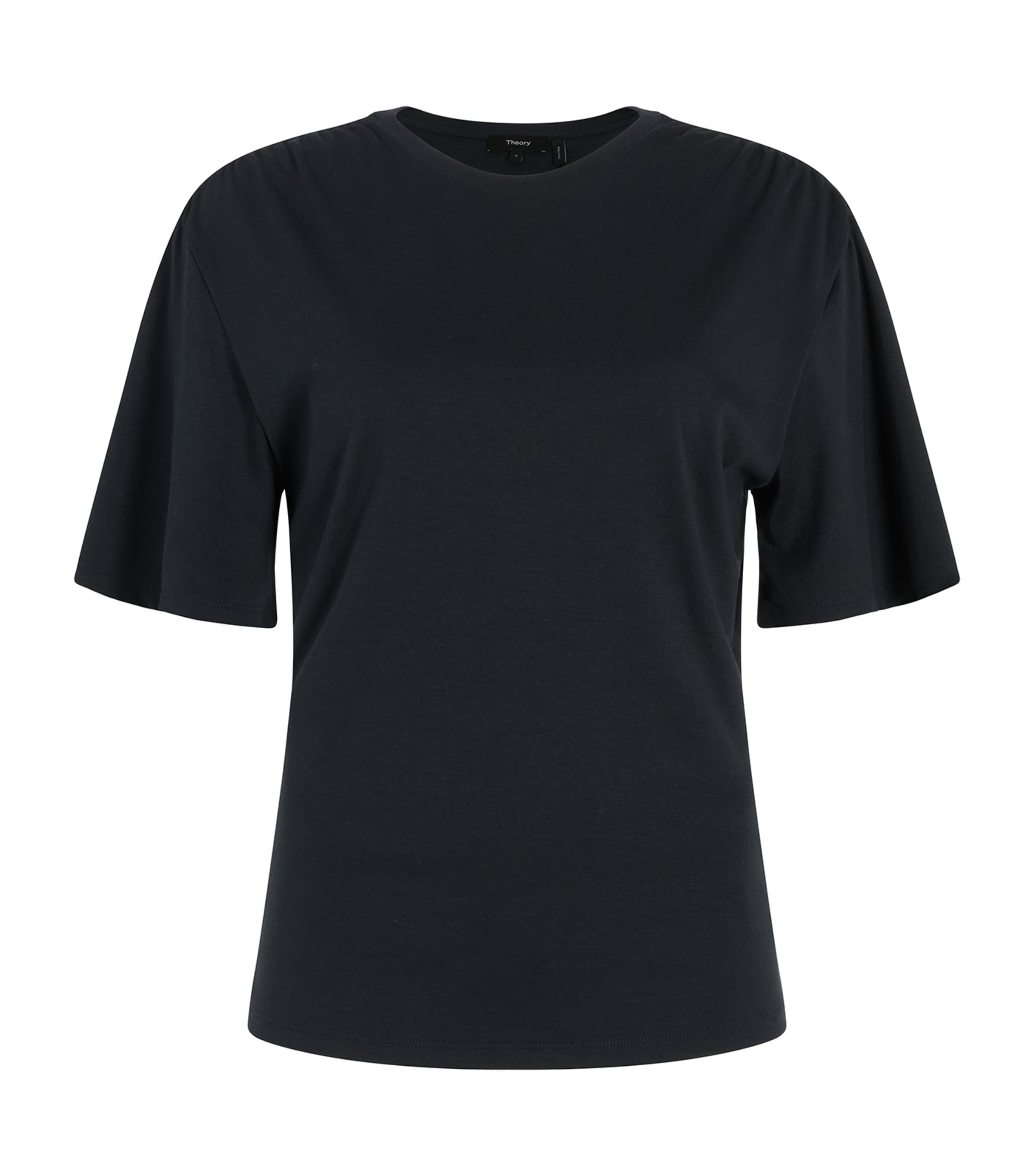 Theory Gathered-shoulder T-shirt In Black