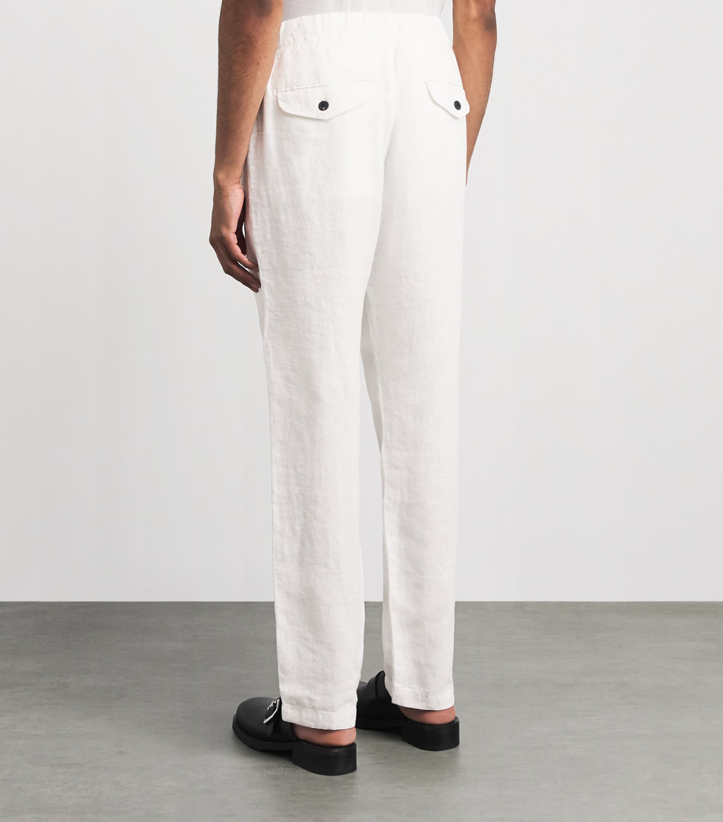 Citizens of Humanity Mens Linen Drawstring Straight Trousers White Image 5