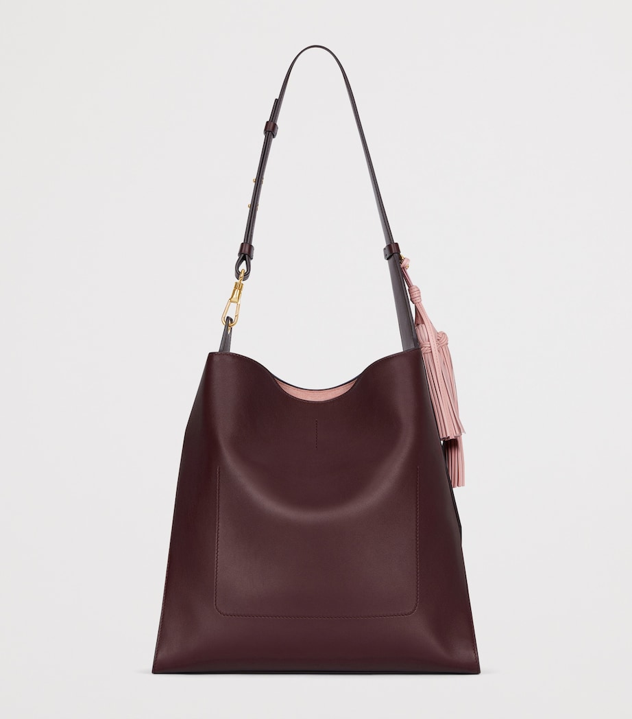 Medium Leather Day Hobo Bag BURGUNDY Image 3