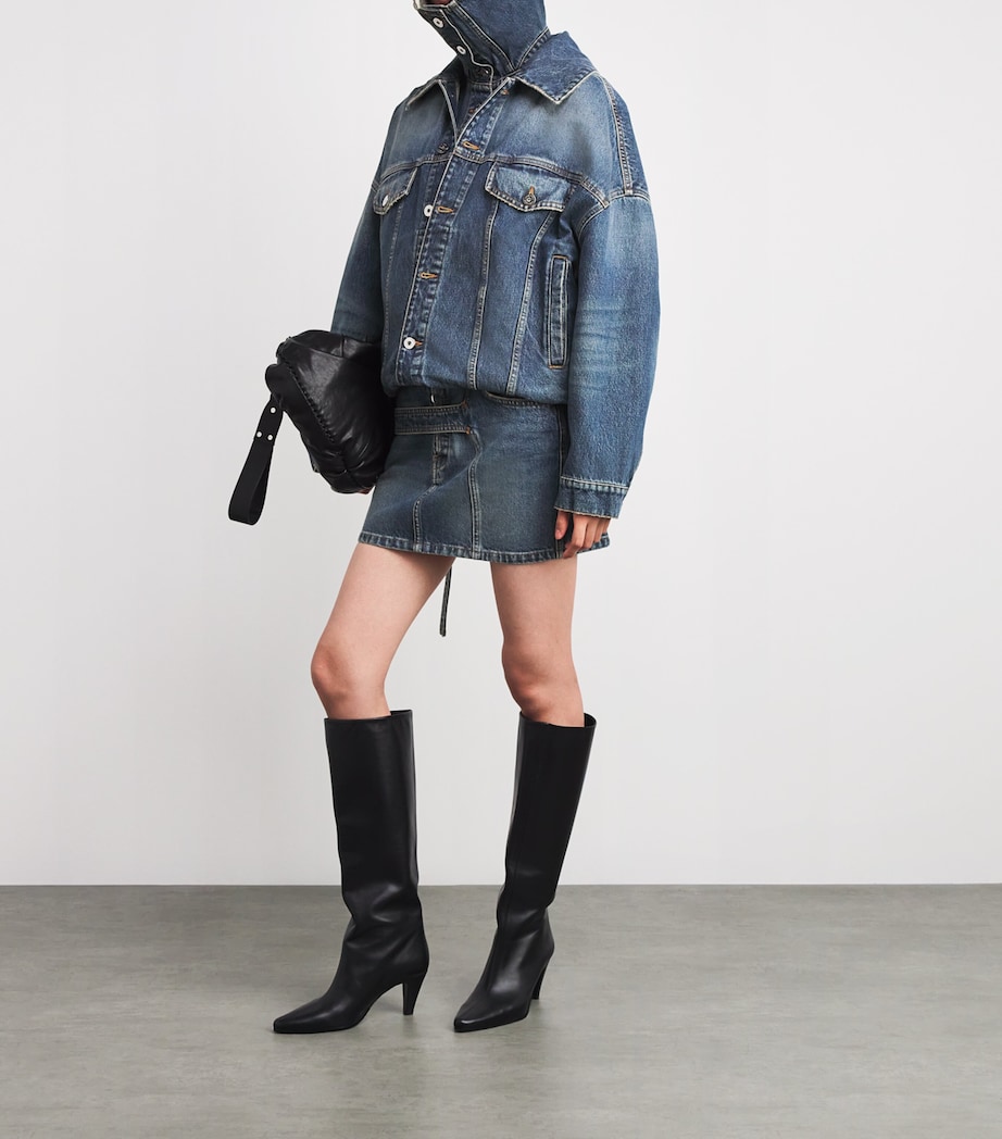 Denim Strap-Detail Mini Skirt 57-VINTAGEBLUE Image 2