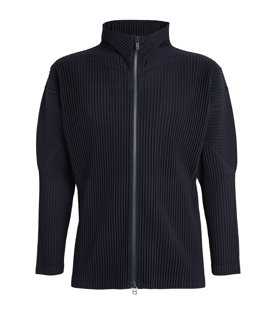 Pleated Zip-Up Cardigan 75 NAVY Image 1