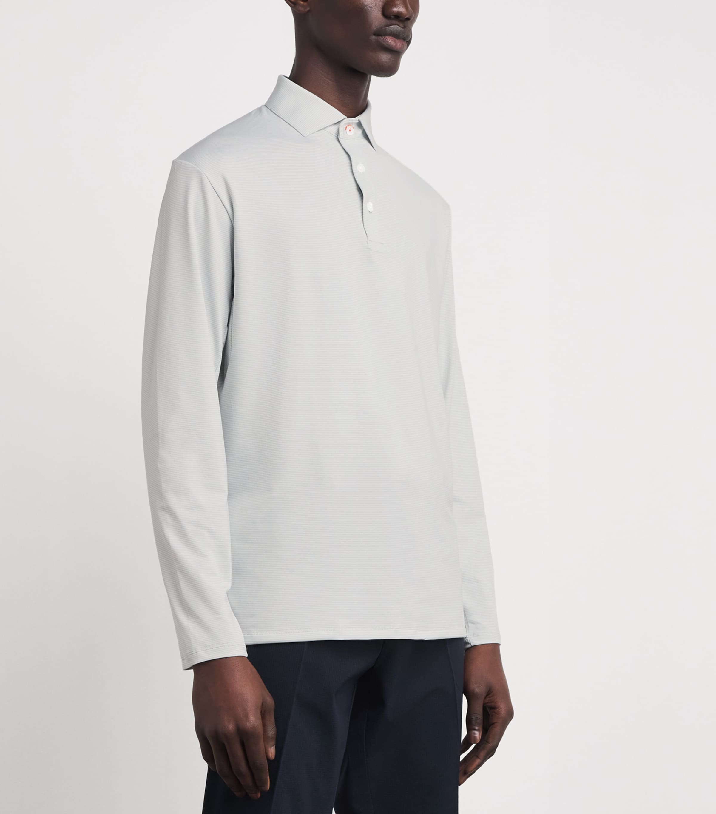 KJUS Mens Stripe Soren Long-Sleeve Polo Shirt Aloy/white Image 4
