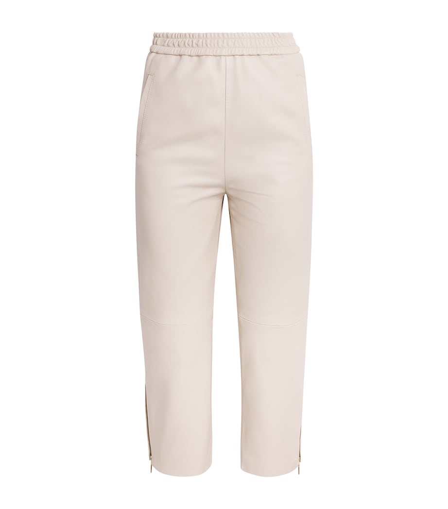 Eleventy Womens Nappa Leather Straight Trousers Avorio Image 1