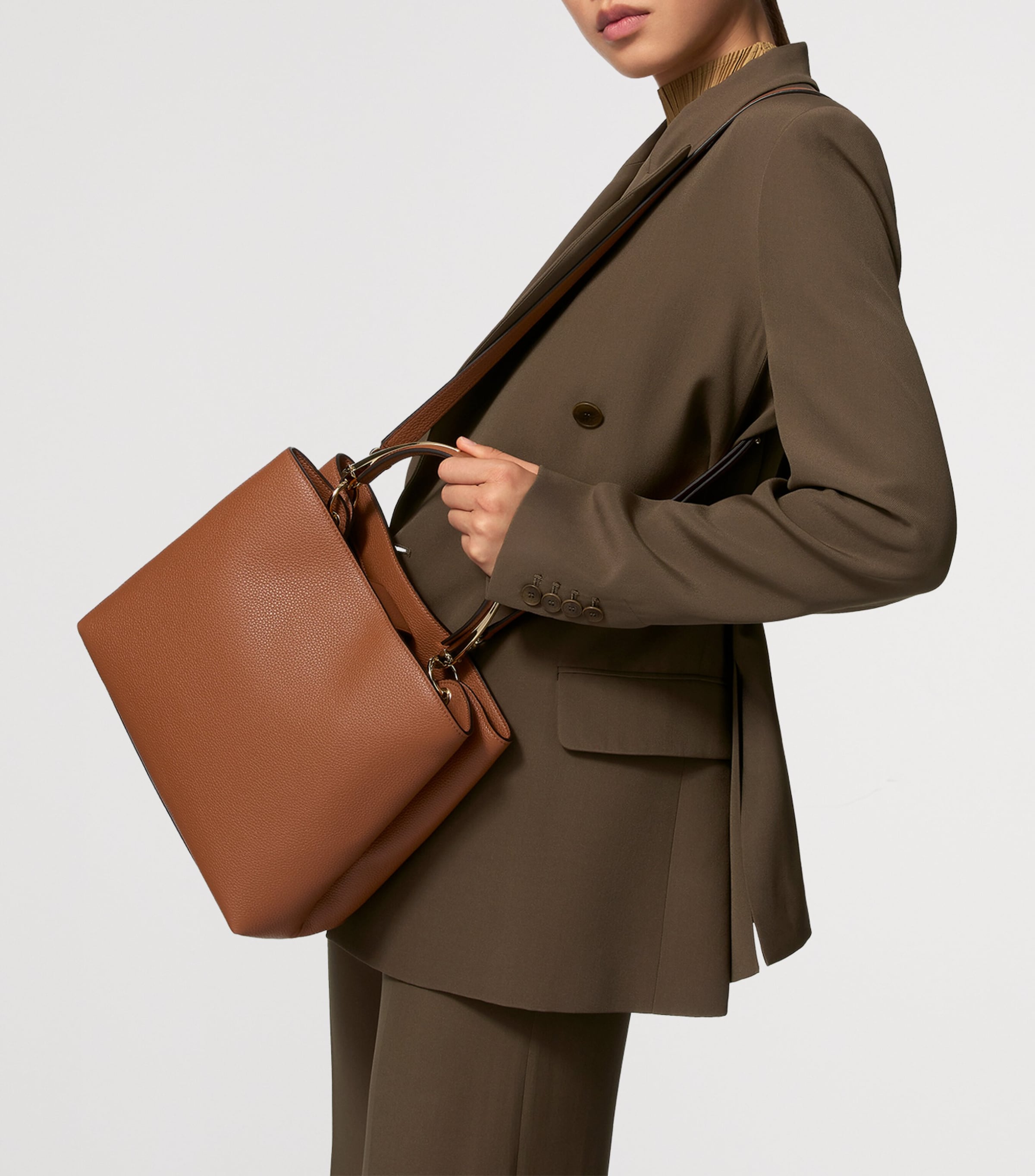 Medium Calfskin Panthère de Cartier Top-Handle Bag CARAMEL Image 3