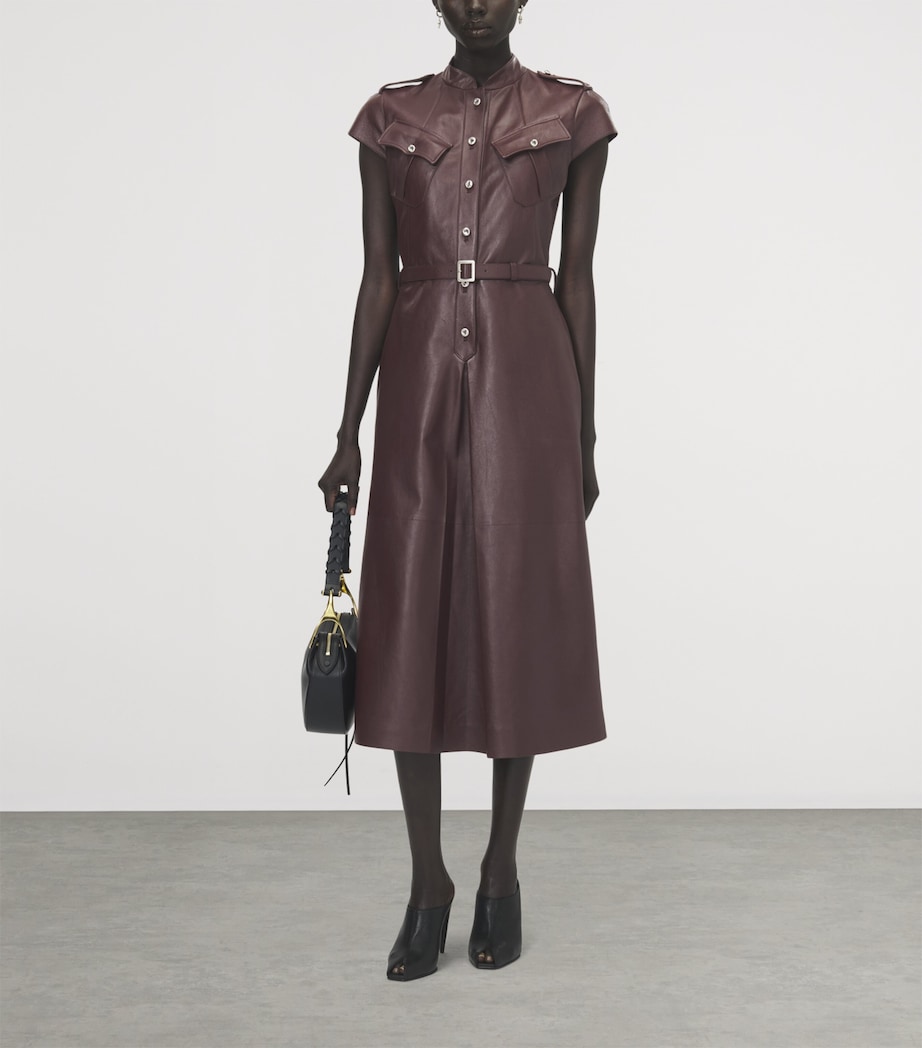 McQueen Womens Leather Uniform Midi Dress Image 2
