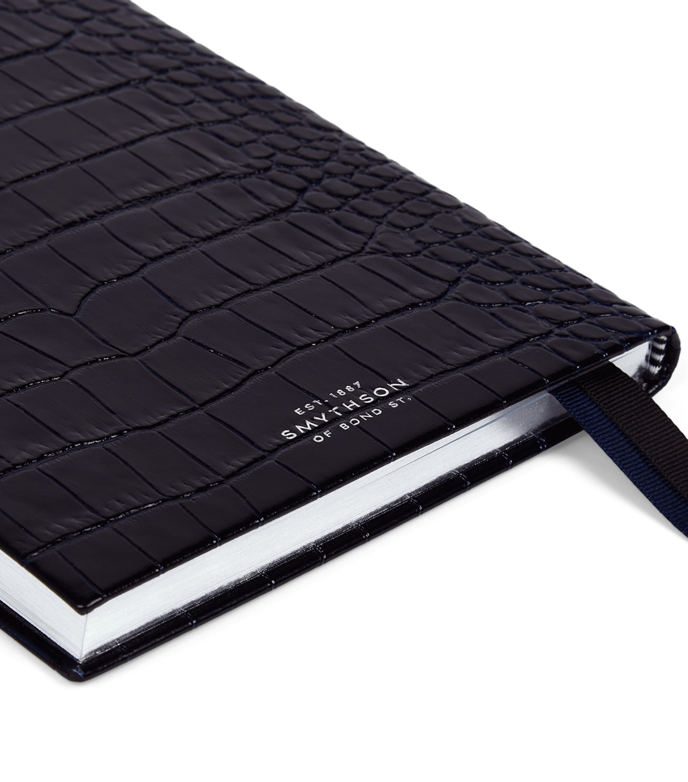 Mara Leather Croc-Embossed A5 Soho Diary 2026 NAVY Image 6