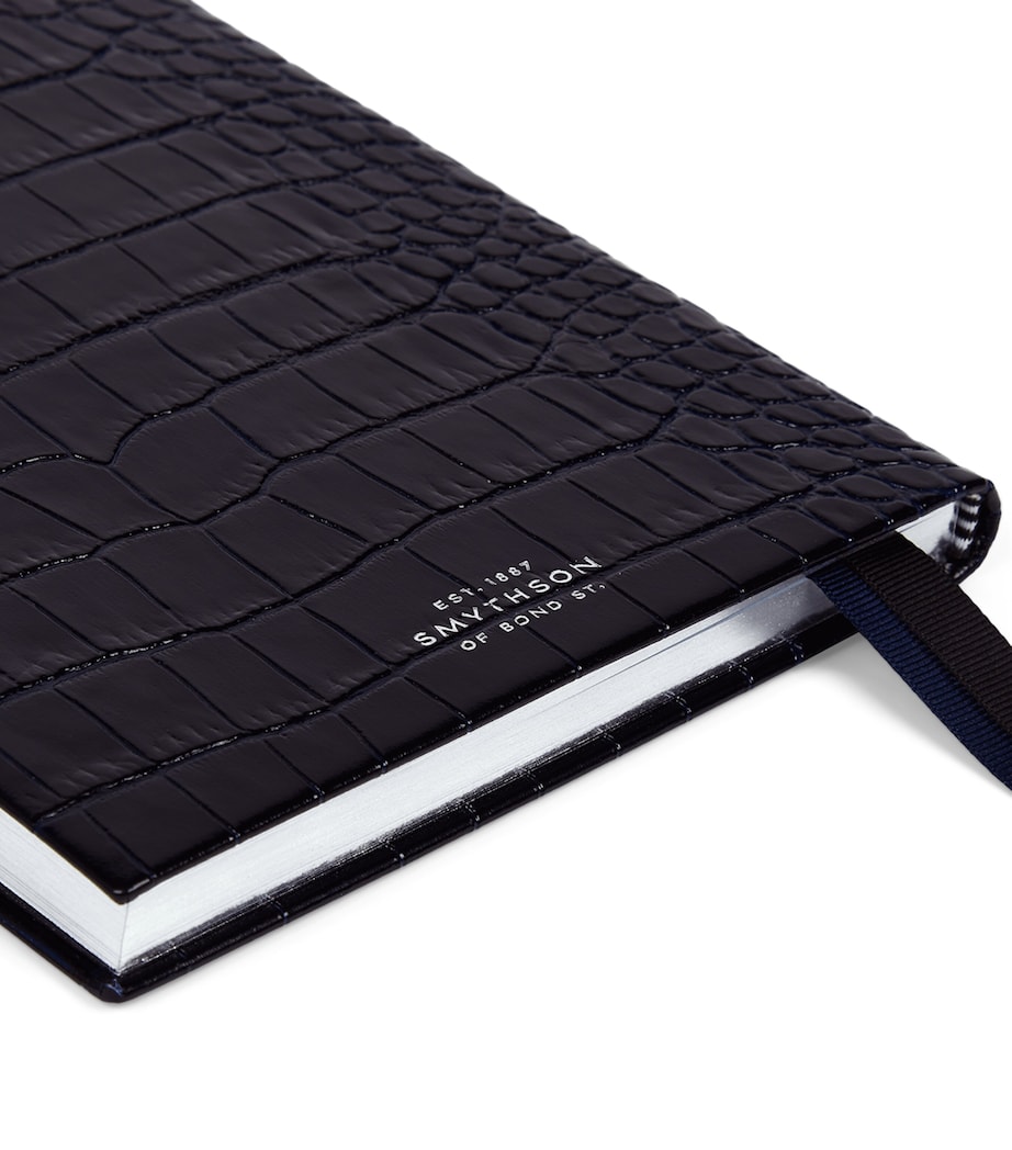 Croc-Embossed Mara Leather A5 Soho Diary 2026 NAVY Image 6