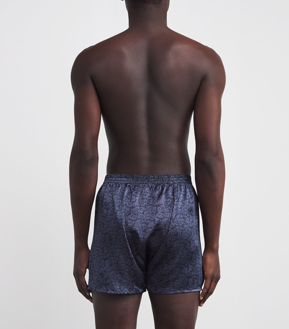 Silk Rose Print Traditional Boxer Shorts 124NAV Image 3