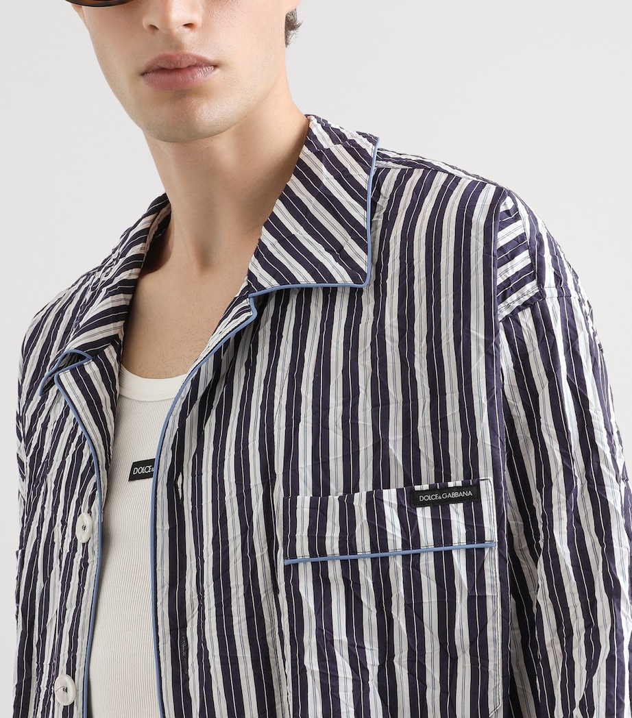 Dolce&Gabbana Mens Crinkled Stripe Oversized Shirt Striped Image 4
