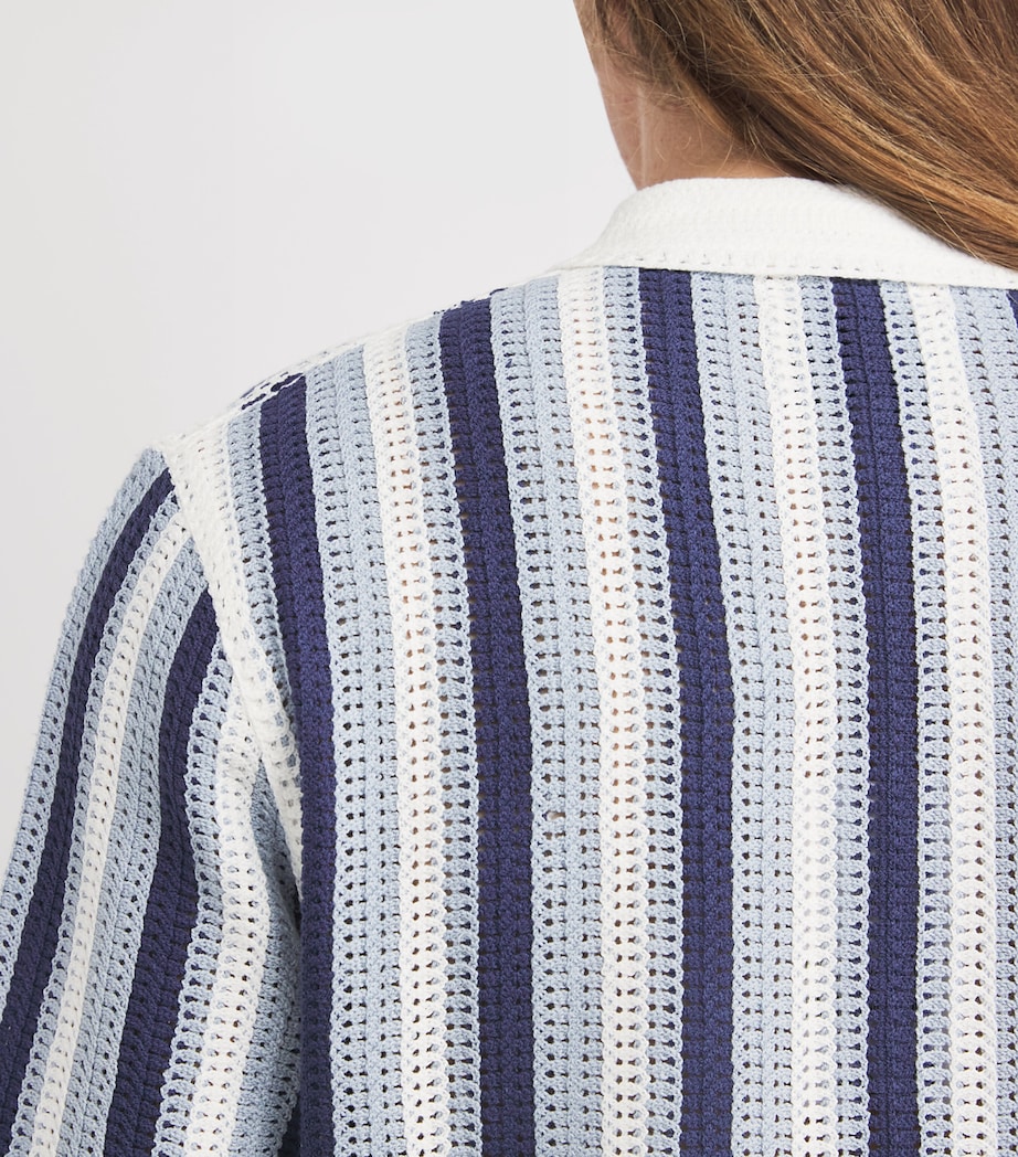 Crochet Stripe Shirt BLUE / ECRU Image 6