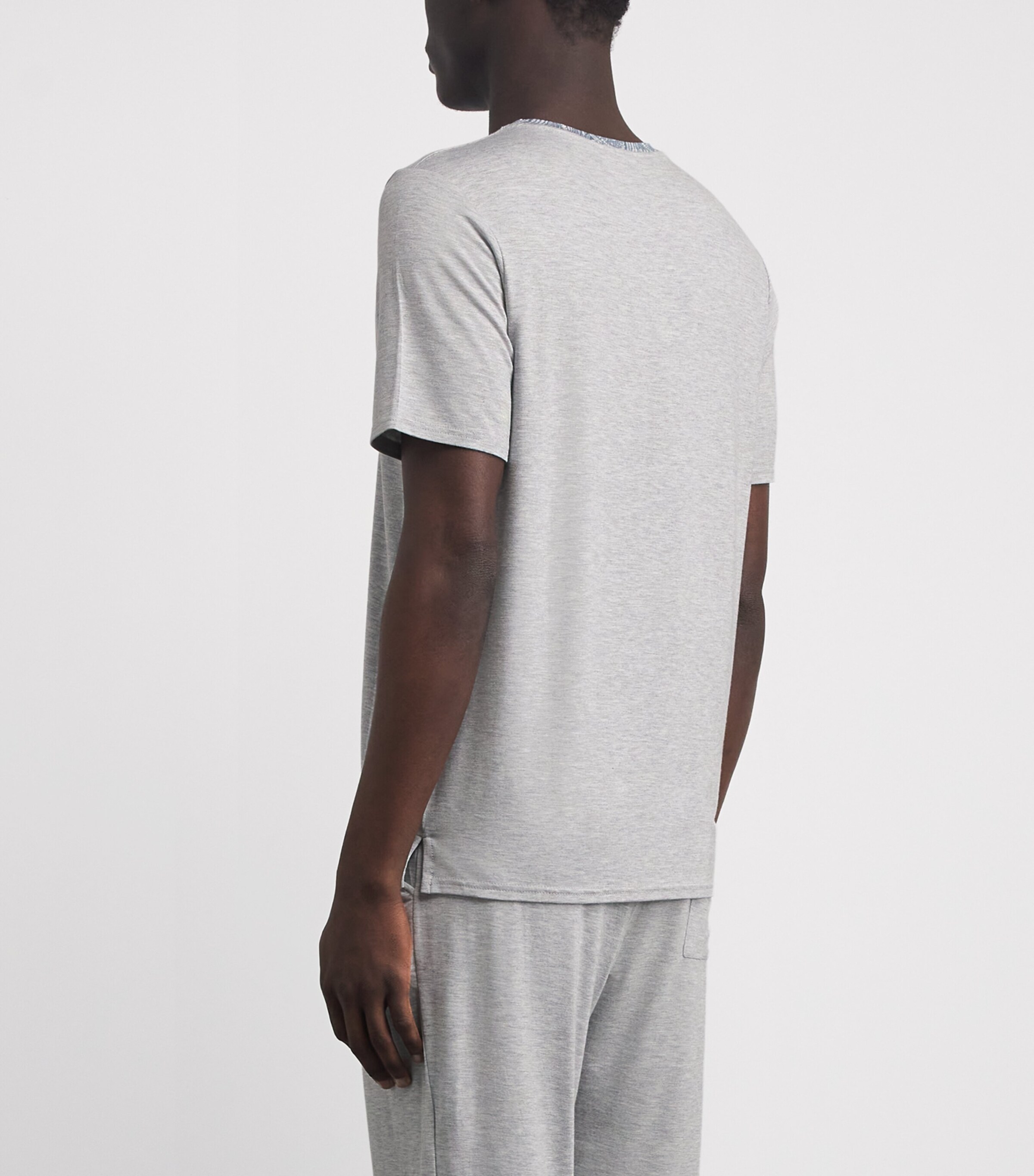 Homebody Mens Liberty-Collar Lounge Top Light Grey Image 5