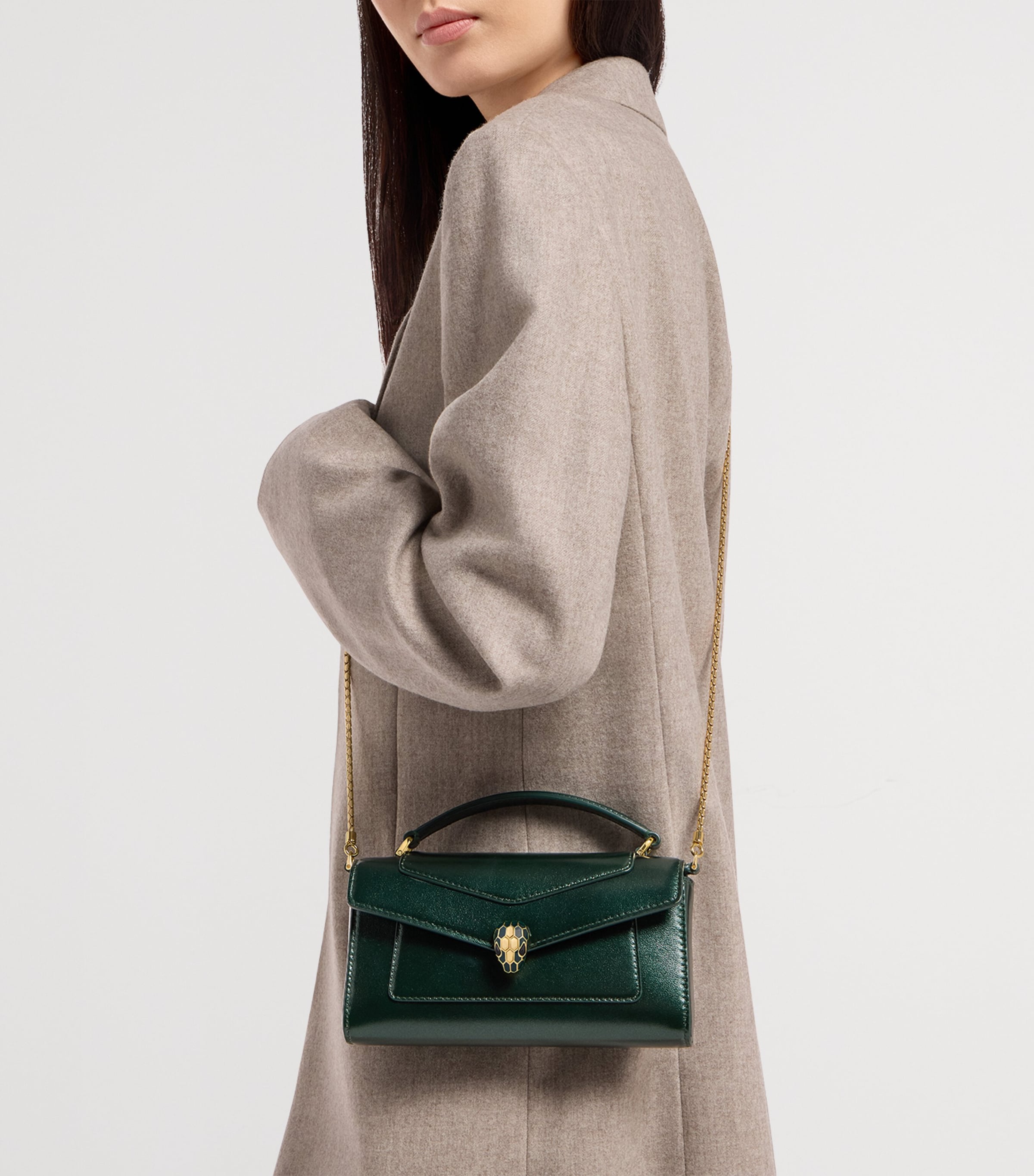 Bvlgari Calfskin Serpenti Forever Cross-Body Bag Green Medium Image 5
