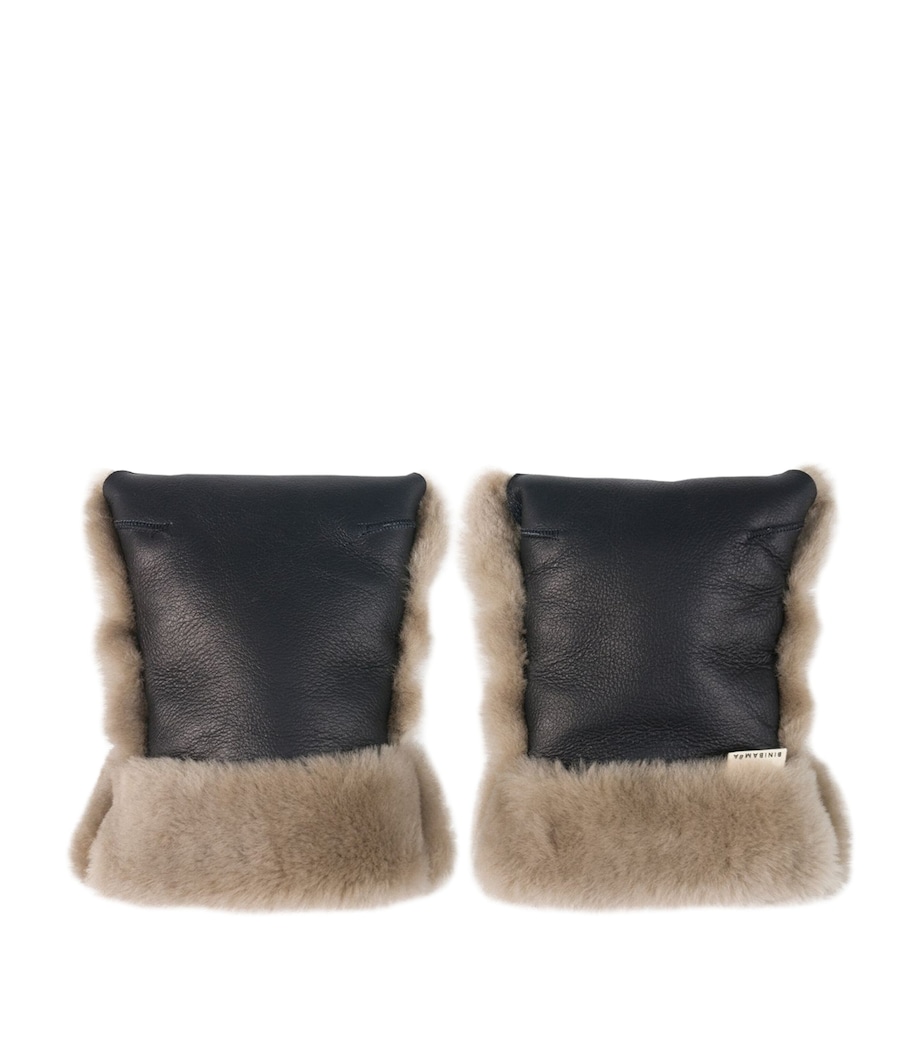 Binibamba Sheepskin Buggy Mittens Noir + Toast Image 1