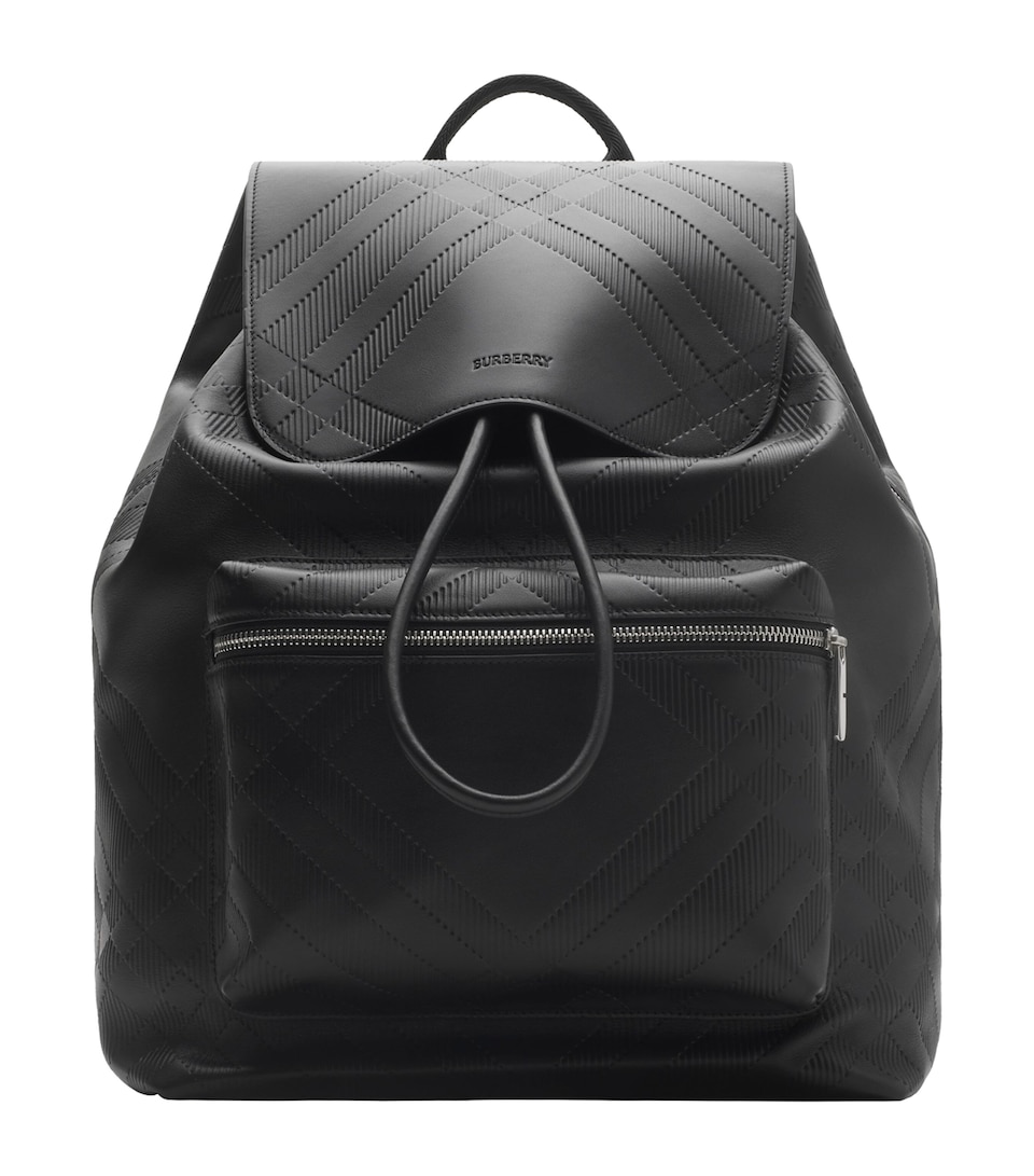 Burberry Leather Check-Embossed Backpack Black