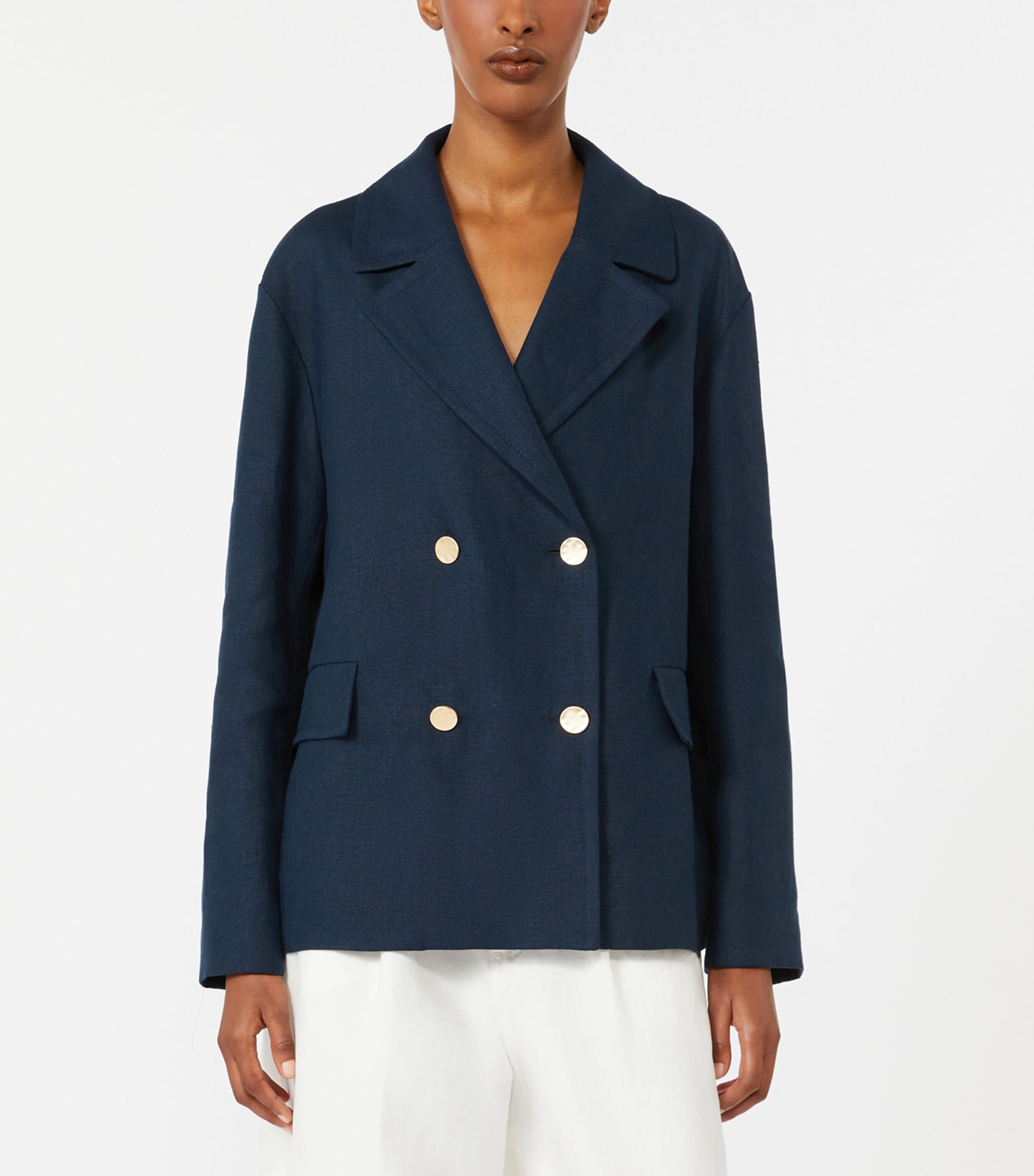 Linen Double-Breasted Avenue Blazer MIDNIGHTBLUE Image 3