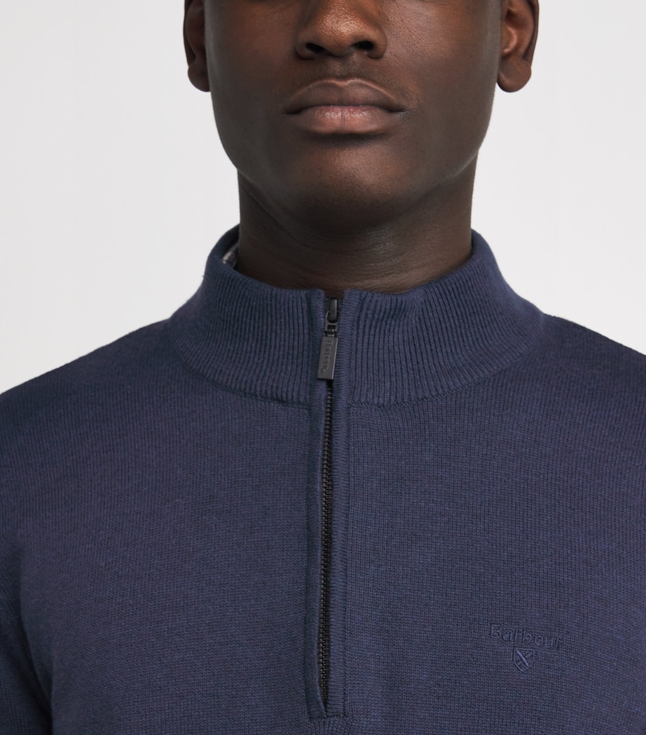 Barbour Mens Cotton Avoch Half-Zip Sweater Navy Marl Image 6
