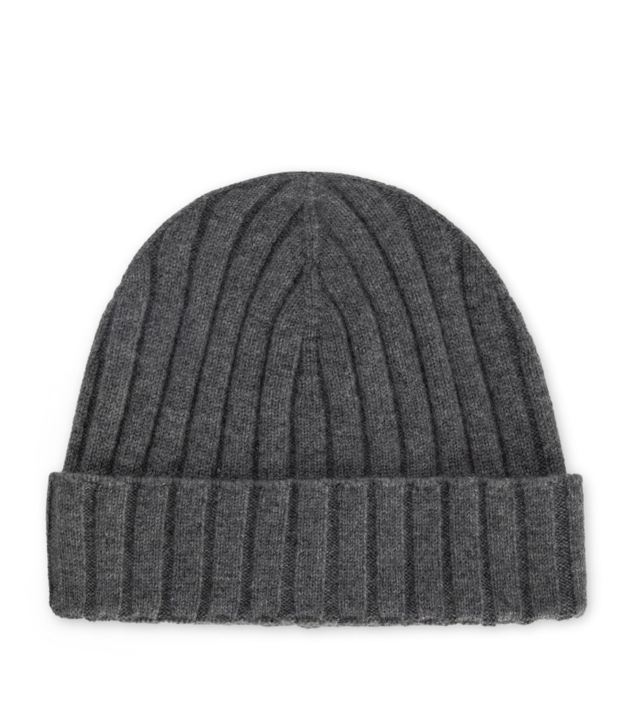 Cashmere Flat Rib Beanie N5822-GREY Image 1