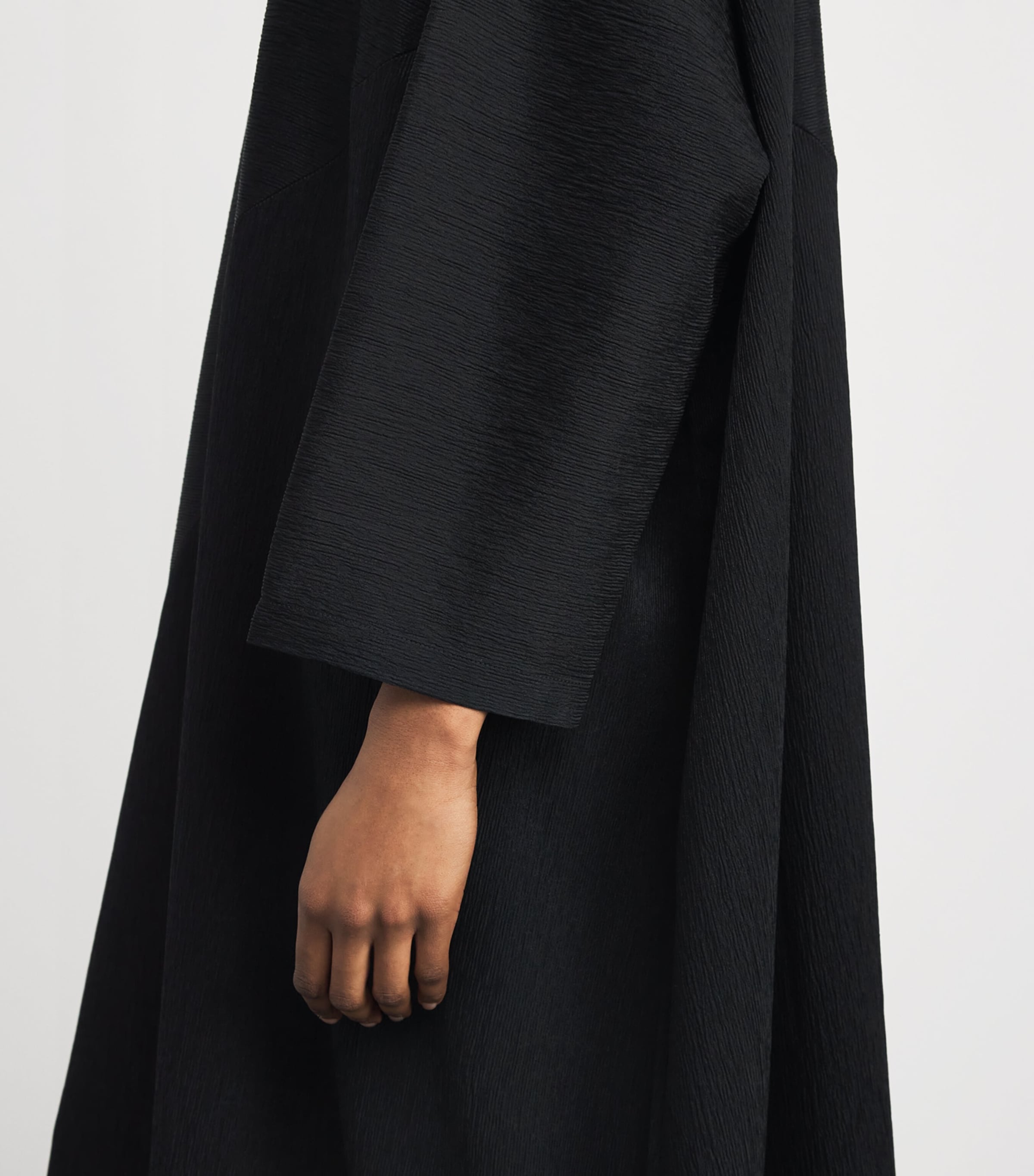 Silk Plissé Midi Dress BLACK Image 6