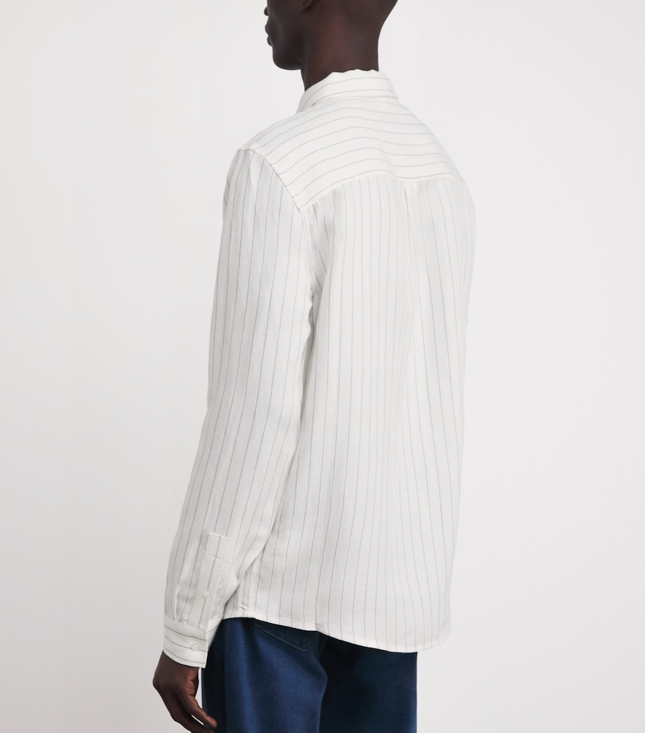 PAIGE Mens Linen-Blend Stripe Shirt Storm Stripe Image 5