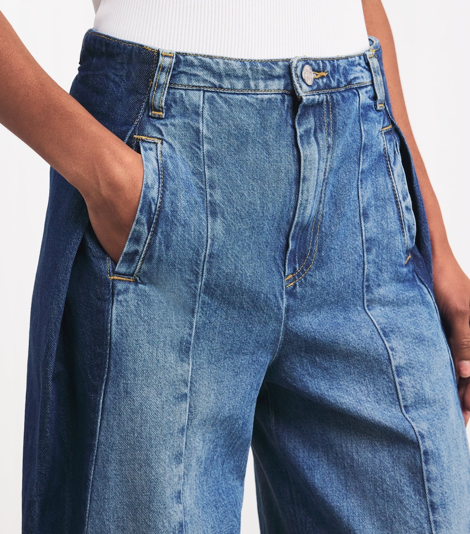 Wide-Leg Pleated Jeans BLUE JEAN Image 6