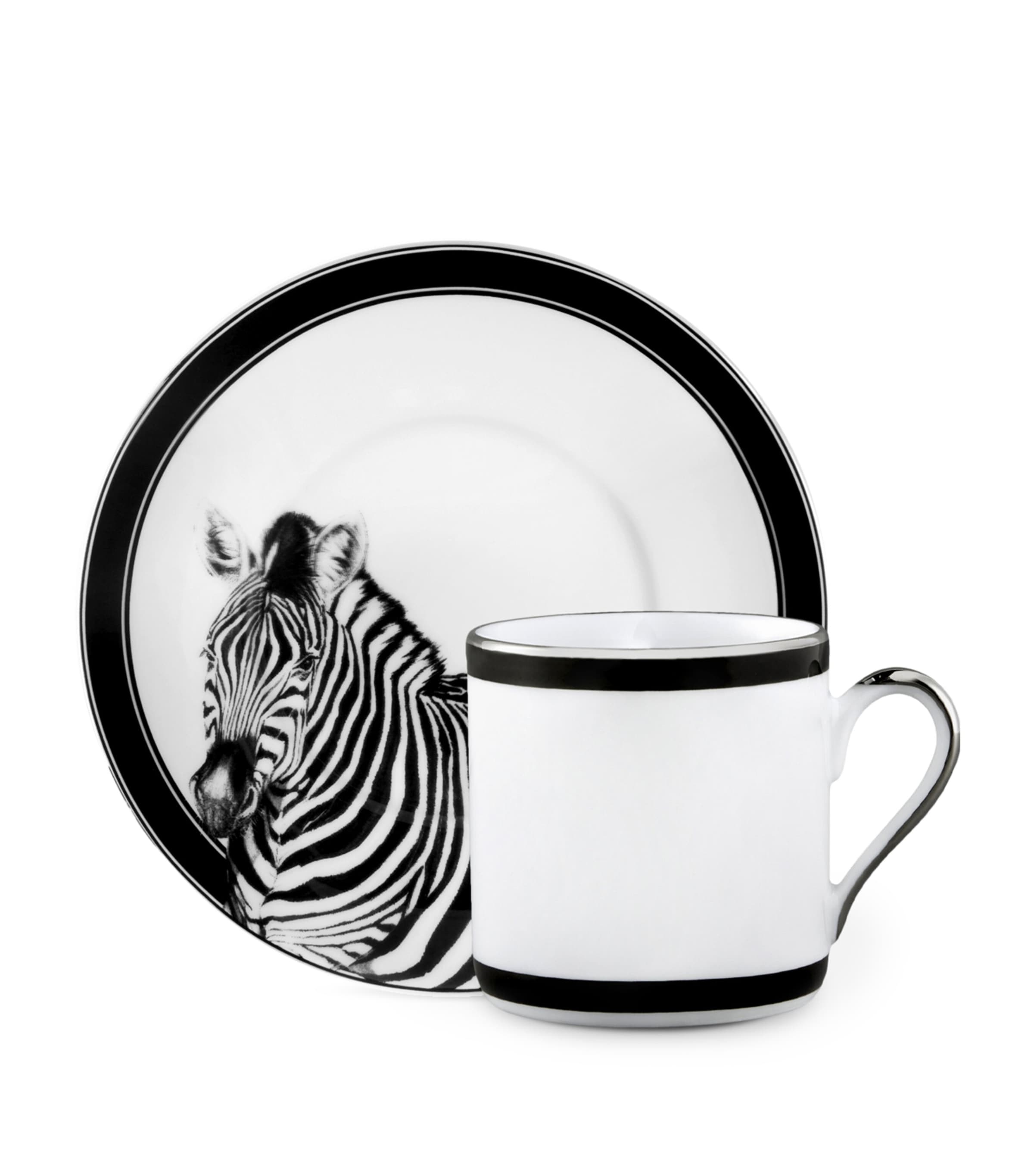 Dolce & Gabbana Casa Set Of 2 Zebra Coffee Cups And Saucers In Animal Print
