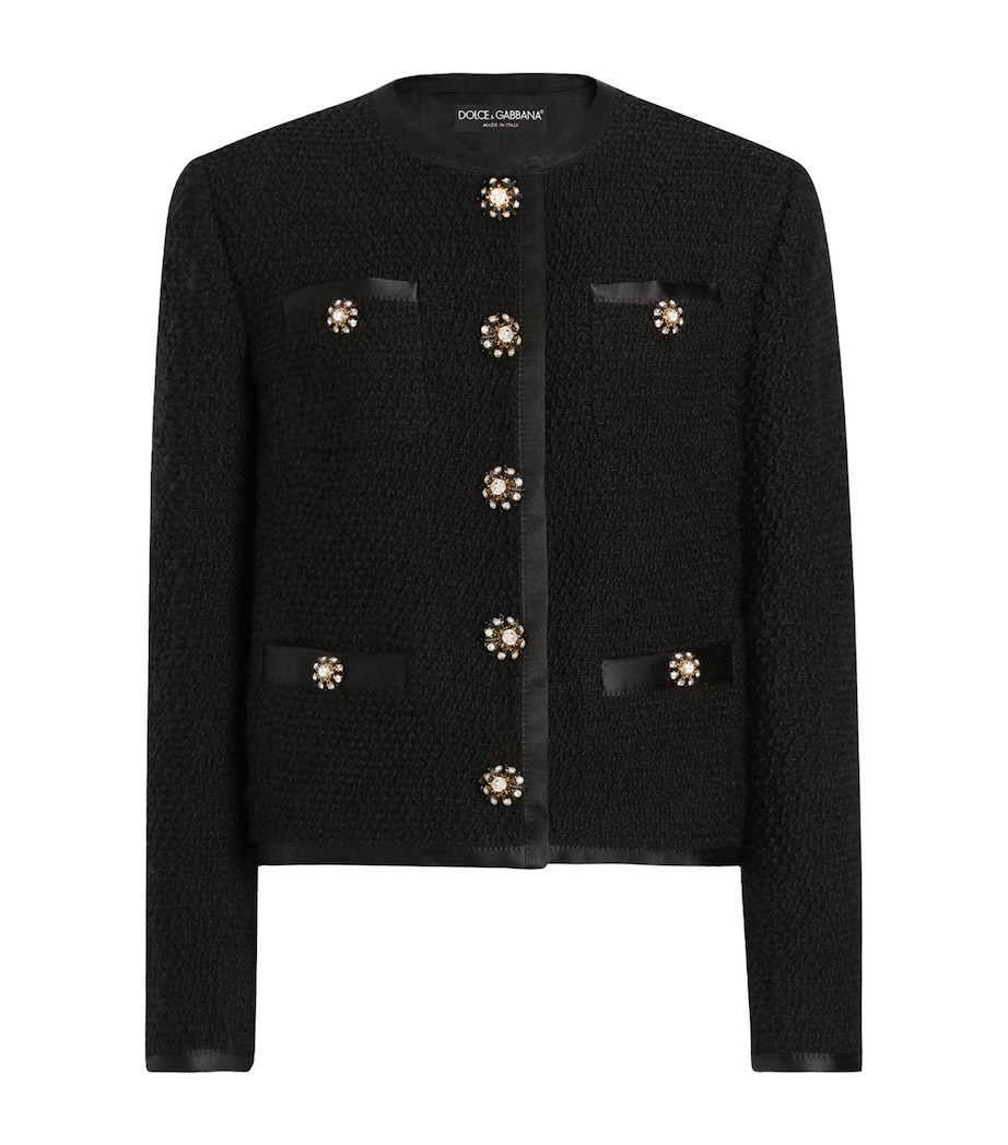 Virgin Wool-Silk Embellished Jacket N0000-BLACK Image 1