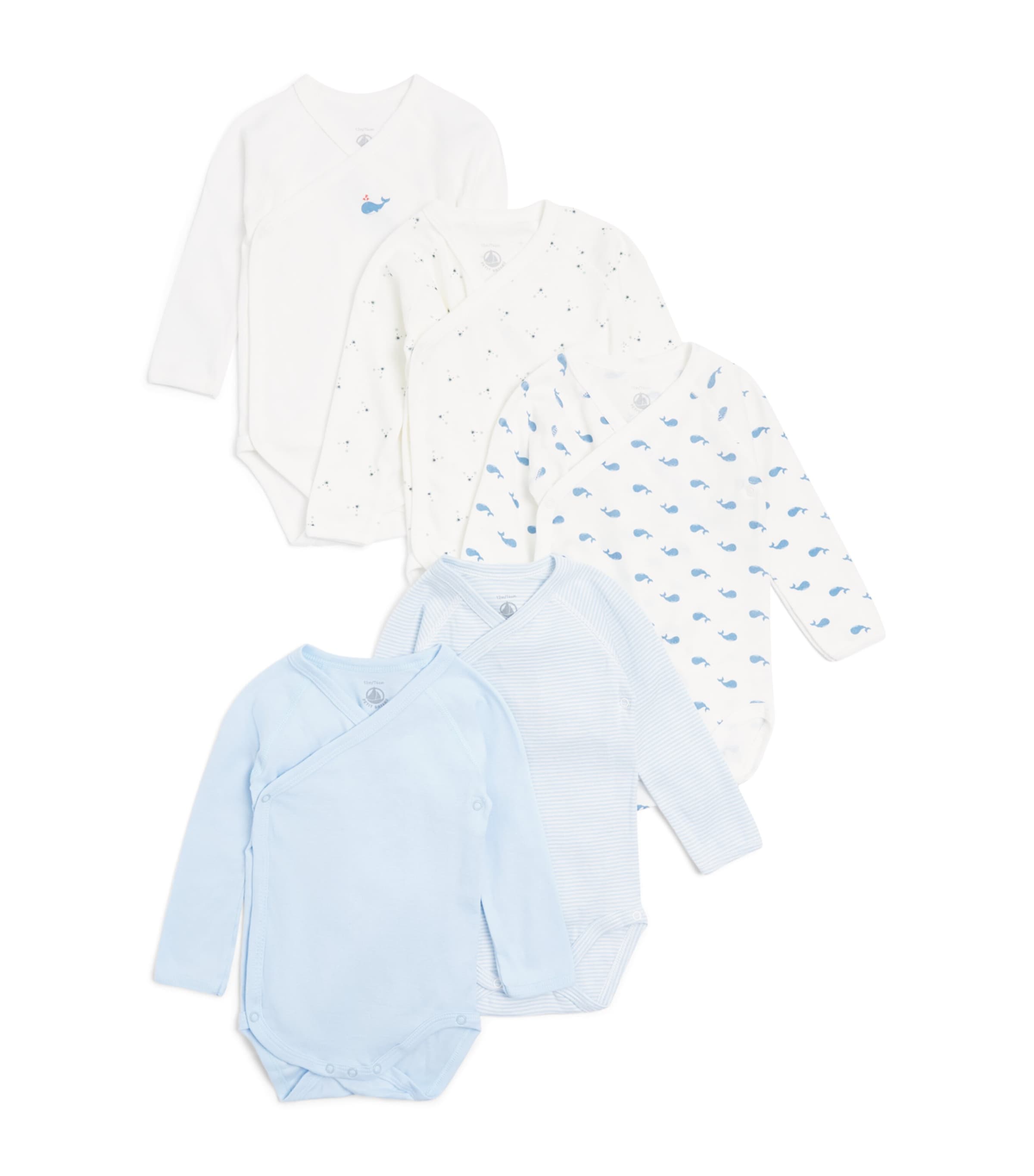 Petit Bateau Set of 5 Cotton Bodysuits (0-12 Months) Variante Image 1
