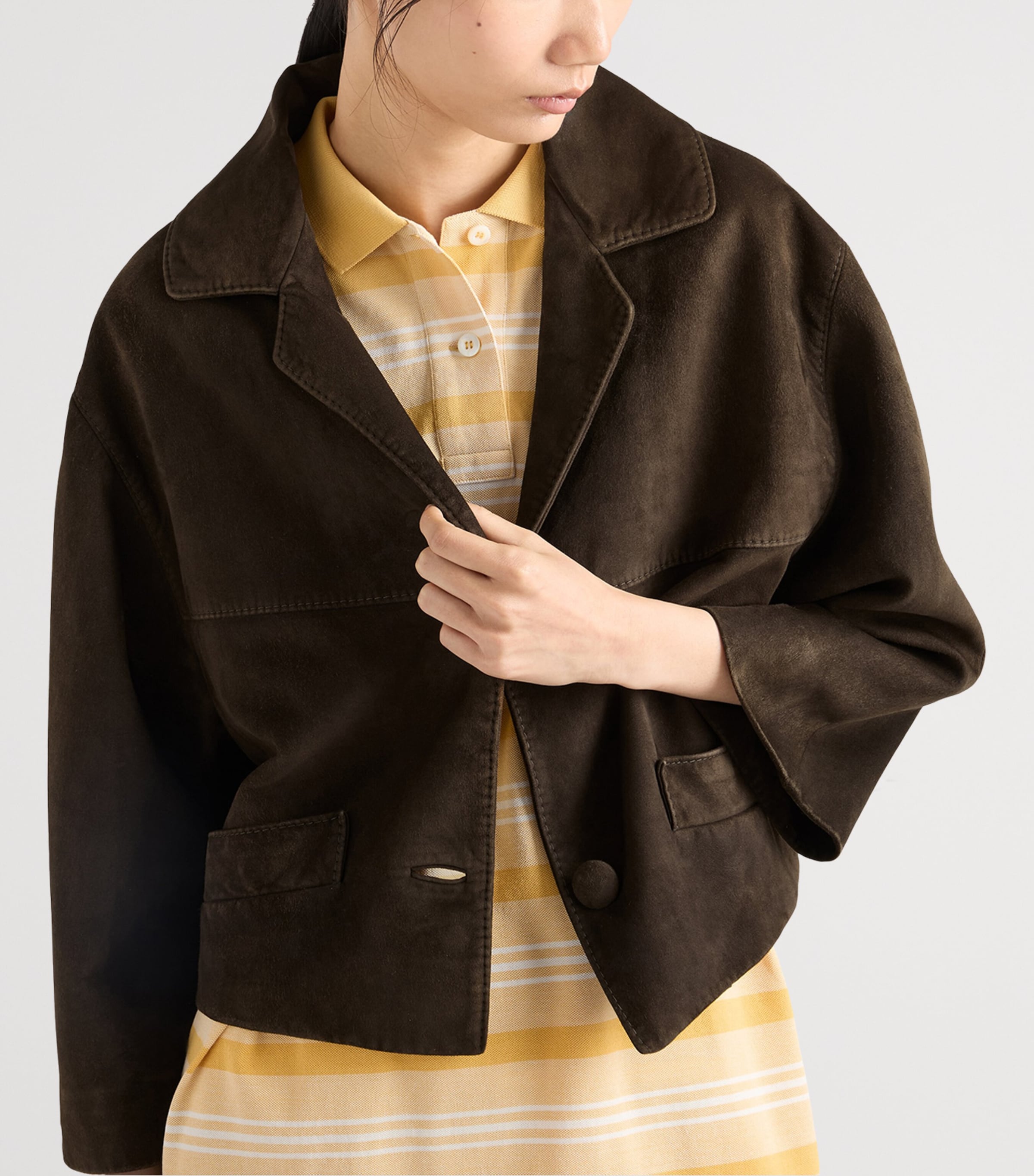 Prada Womens Lamb Suede Cropped Jacket Image 3