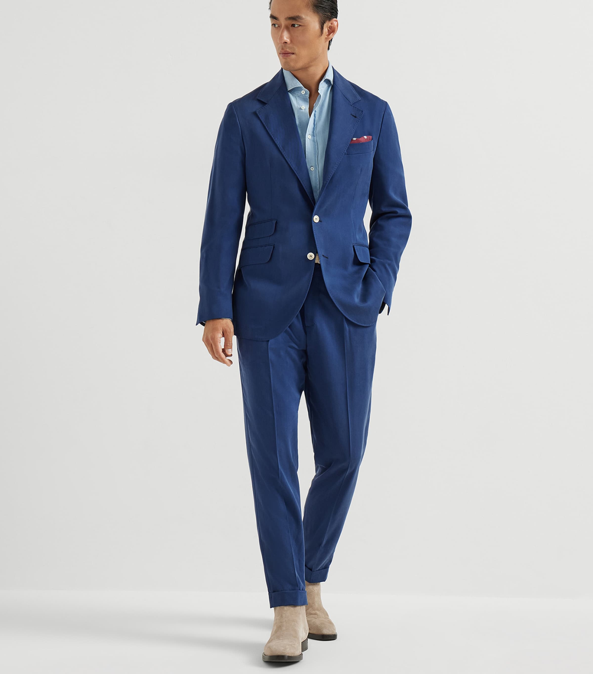 Brunello Cucinelli Blue Silk 2-Piece Suit | Harrods US